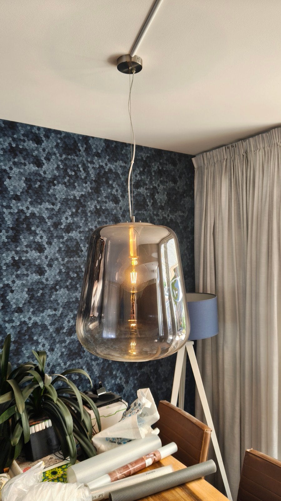 Lucifer hanglamp glorio fume , glas, Ophalen, Zo goed als nieuw, Glas, E27 (groot)
