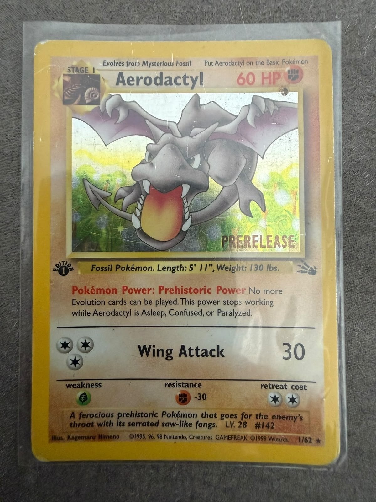 Aerodactyl Prerelease WOTC Black Star Promo Pokémon Kaart, Ophalen of Verzenden, Zo goed als nieuw, Losse kaart, Foil