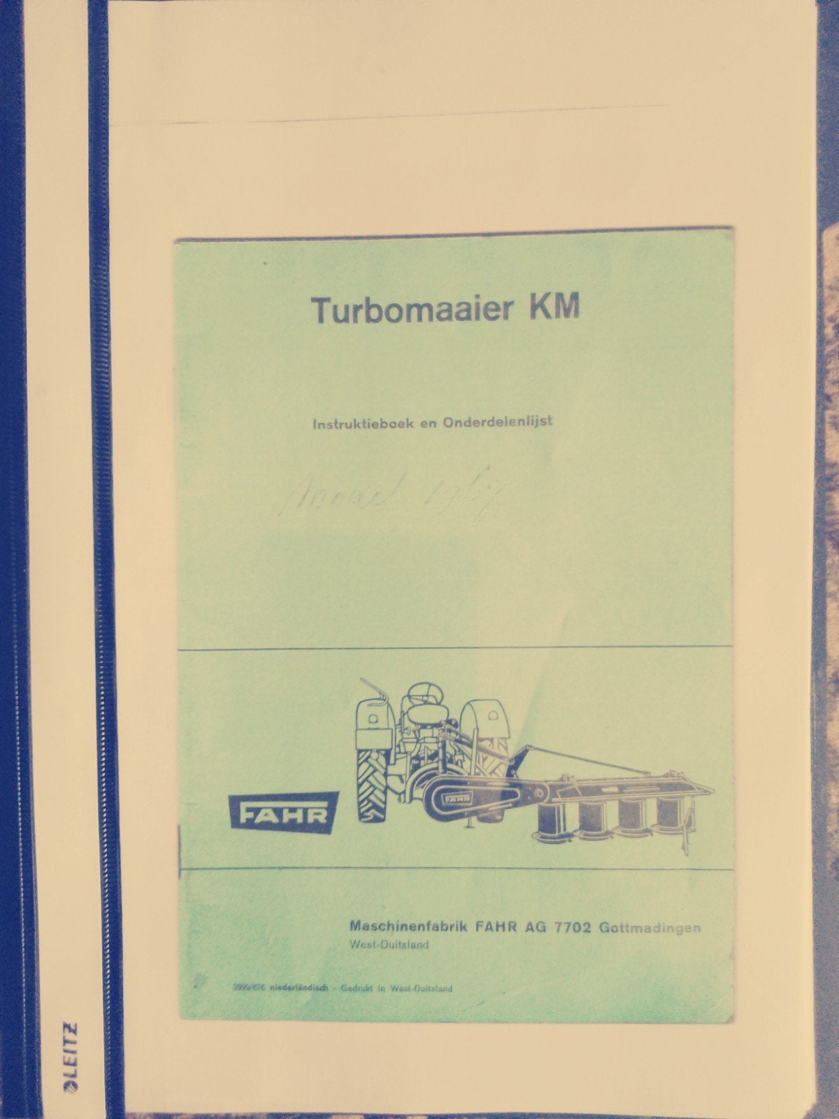 Fahr Turbomaaier KM Instructieboek-Onderdelenlijst, Ophalen of Verzenden