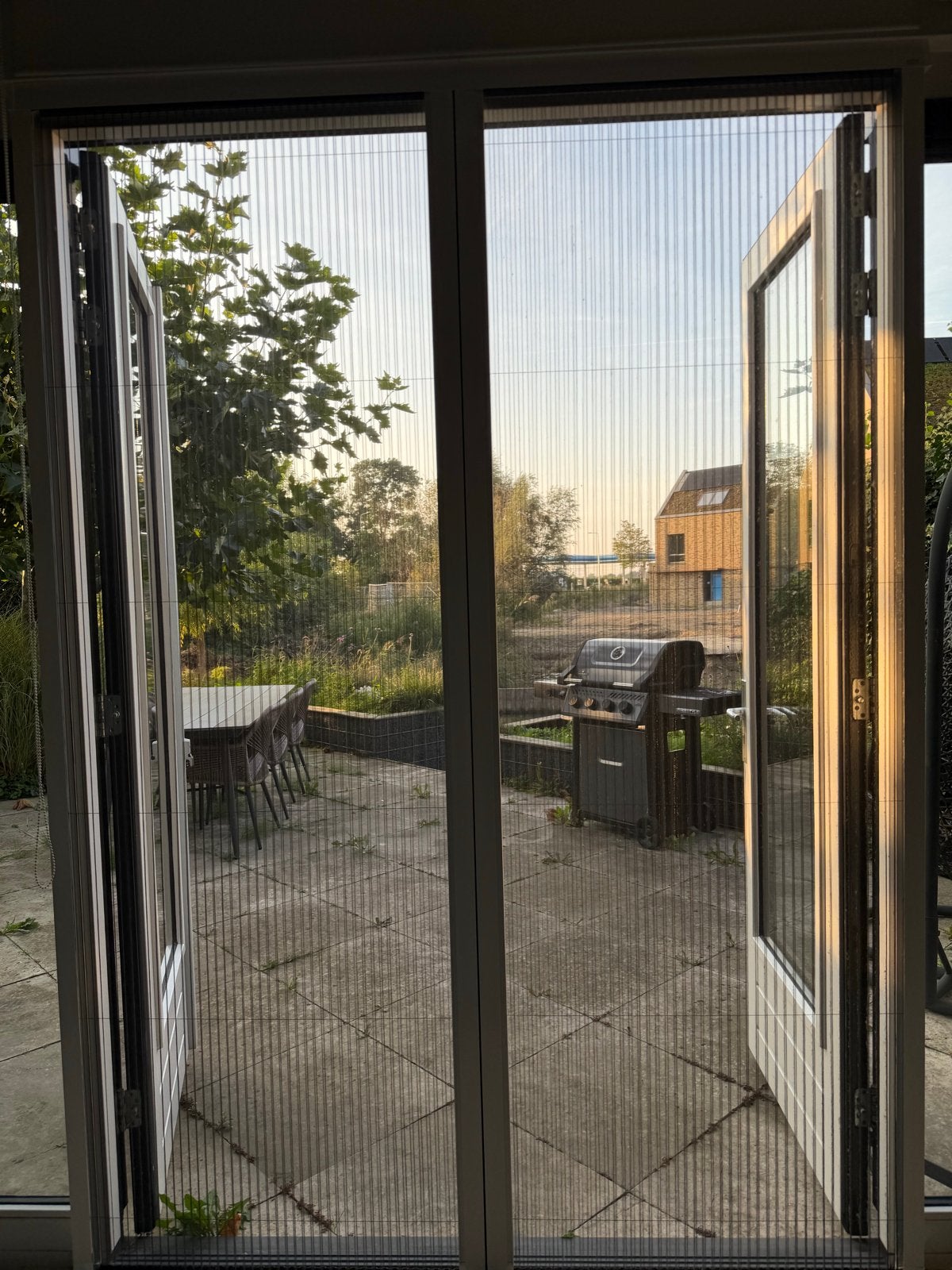 Hordeur plissé dubbel, wit, 175x242 cm, Ophalen, Kunststof, Hordeur, Zo goed als nieuw