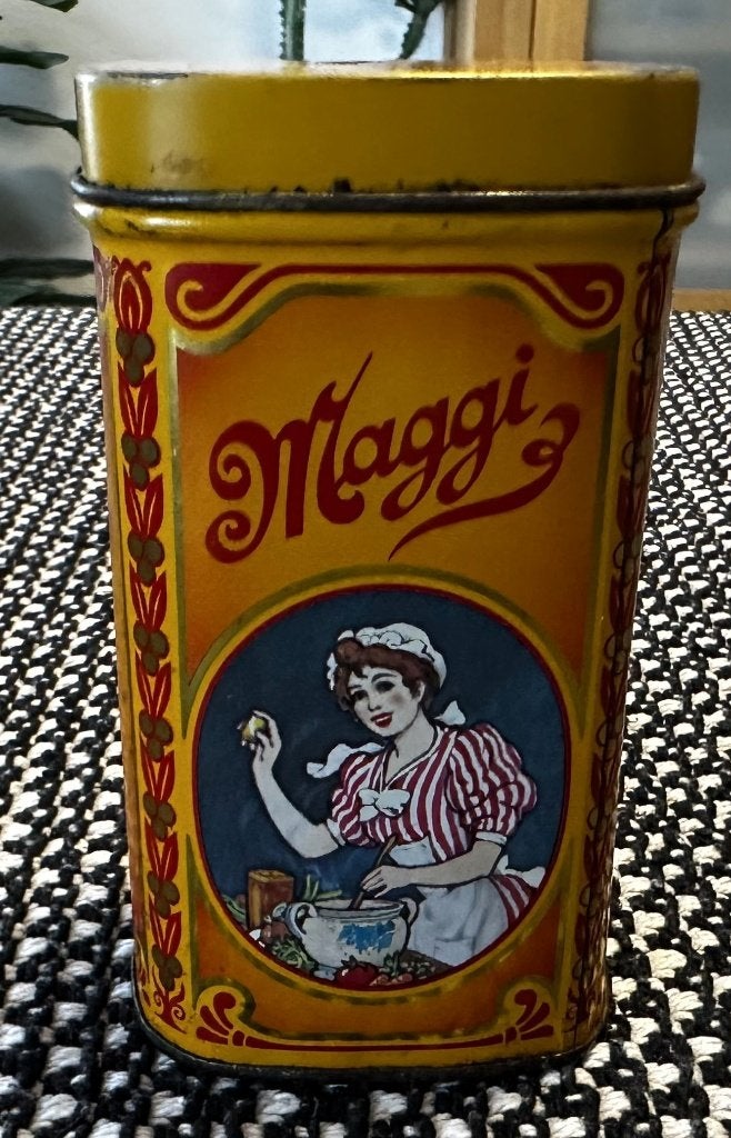 Vintage Maggi-blikje, Verzamelen, Blikken, Ophalen of Verzenden, Gebruikt, Overige