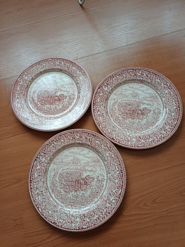 3x vintage English ironstone borden ong 25cm, Ophalen of Verzenden