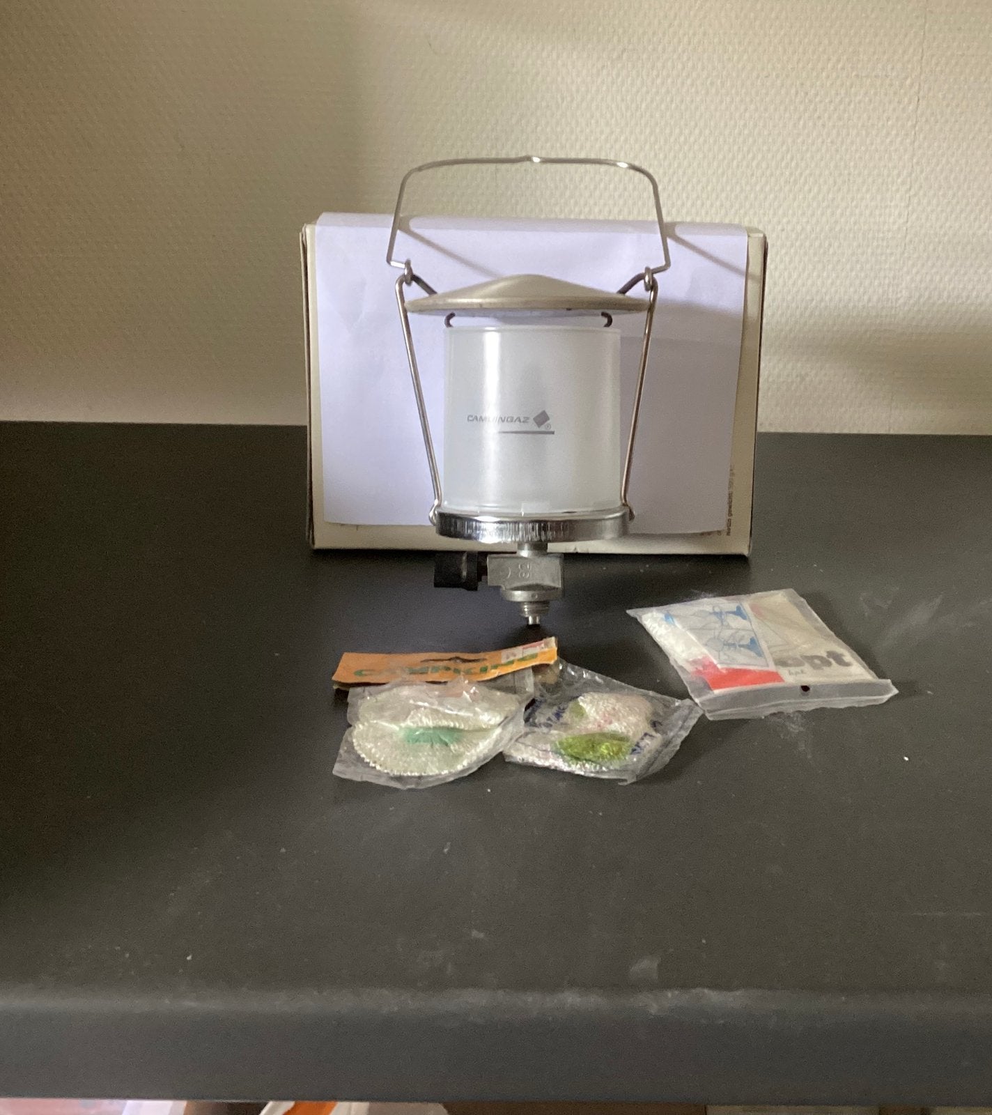 Vintage camping gaz lamp met kousjes, Ophalen, Gebruikt