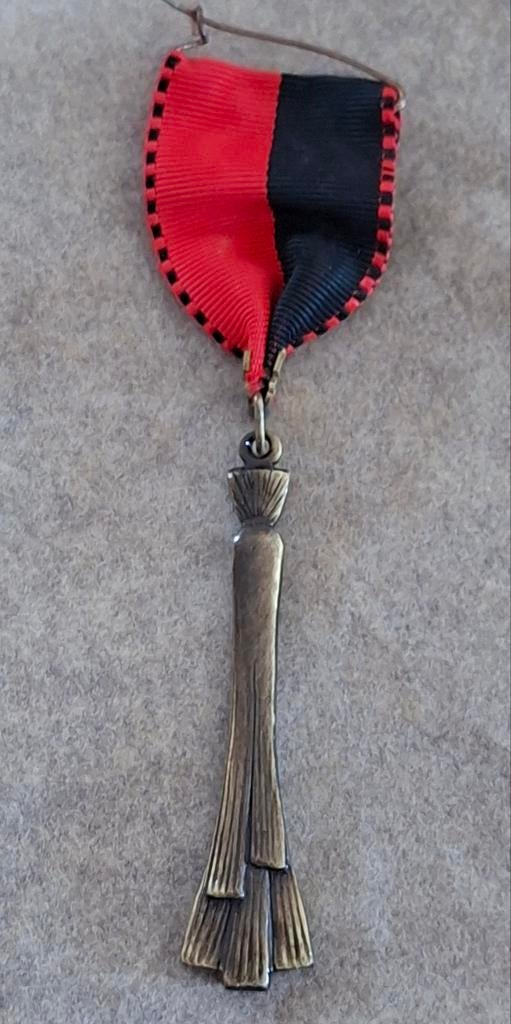 Medaille langwerpig met rood/zwart lintje, Verzamelen, Ophalen of Verzenden, Landmacht, Nederland, Lintje, Medaille of Wings