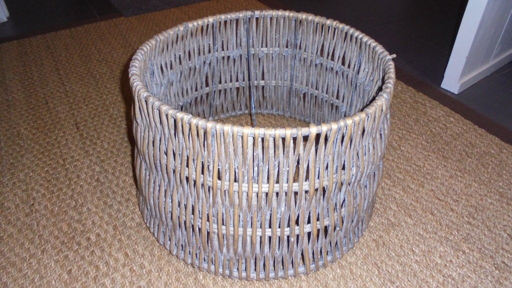 grote rieten lampenkap, staande lamp, doorsnee 45H26cm, Ophalen, Gebruikt, Rond, 26 cm