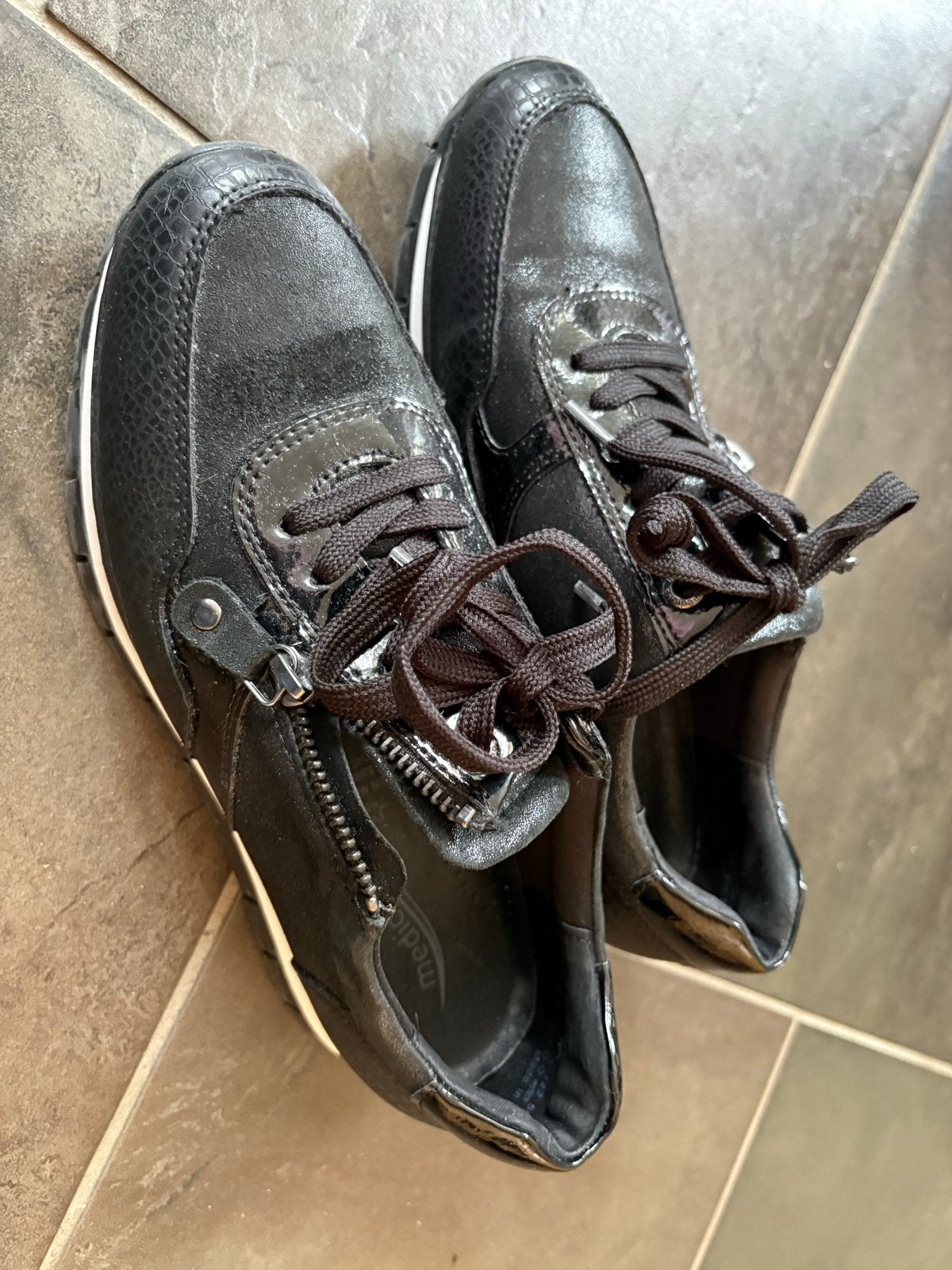 Medicus zwarte sneakers met rits en veters, Zwart, Ophalen of Verzenden, Sneakers of Gympen, Zo goed als nieuw