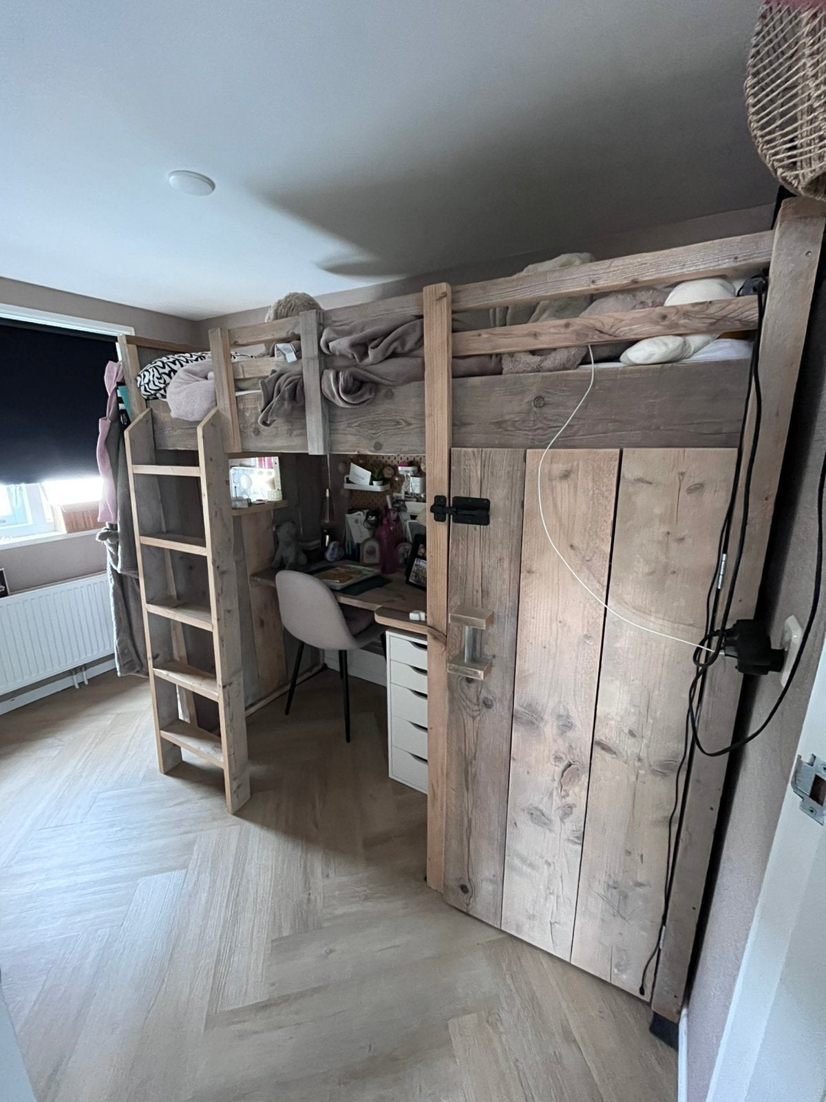 Hoogslaper met kast en buro., Ophalen, Hoogslaper, Eenpersoons, 210 cm