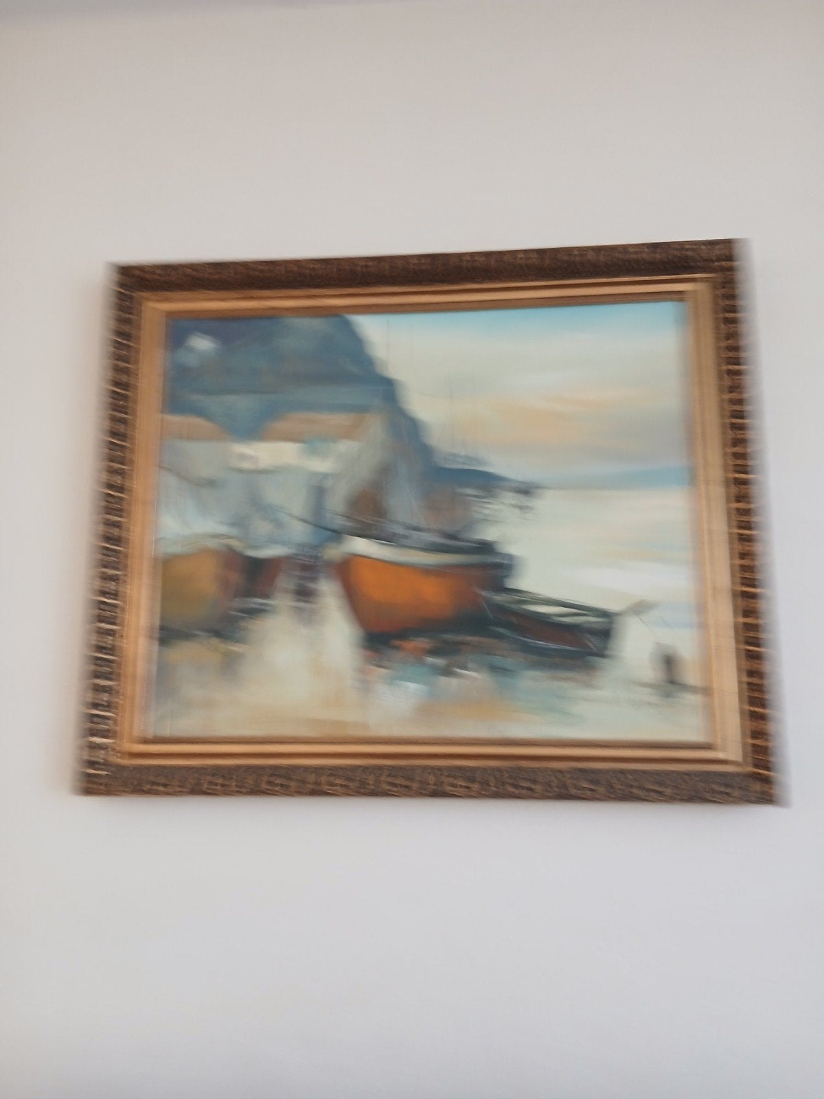 Schilderij van L. Vogel: Maritiem tafereel met boten, Ophalen of Verzenden
