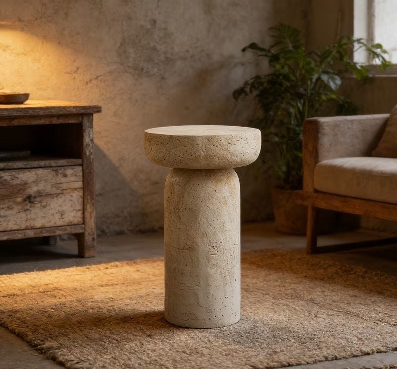 Marmeren Bijzet tafel, Huis en Inrichting, Tafels | Bijzettafels, 45 tot 60 cm, Overige materialen, Minder dan 55 cm, Rond