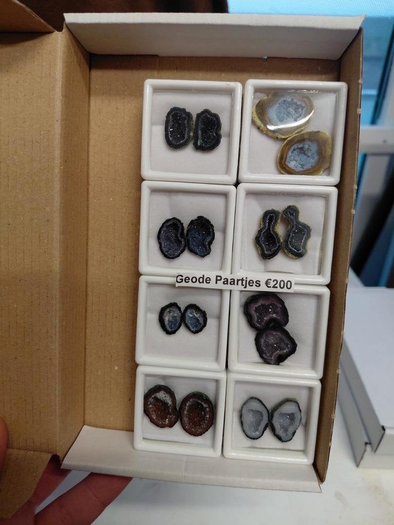 8x set met mini geode voor oorbellen, Ophalen of Verzenden