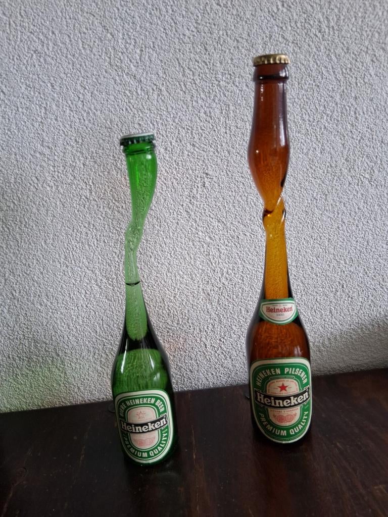 Unieke Heineken flessen - Decoratie, Ophalen of Verzenden, Gebruikt