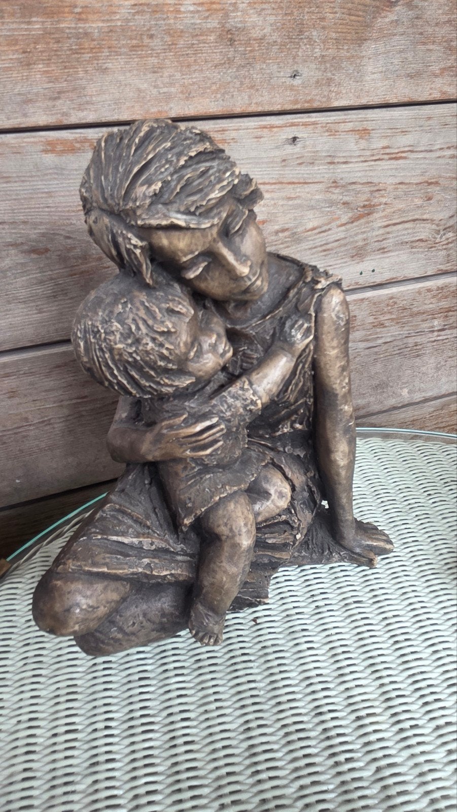 Bronzen beeld: Moeder en kind, Groep mensen, Handgemaakt, Ophalen of Verzenden, Brons
