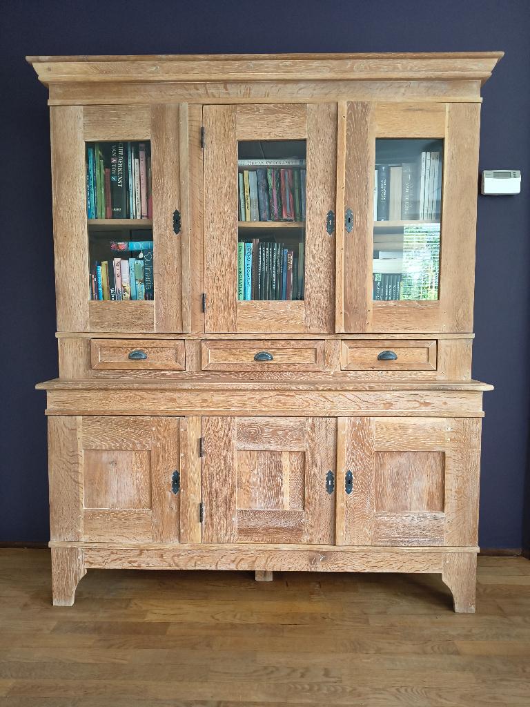 Massief eikenhouten buffetkast Whitewash, Ophalen, Met deur(en), 200 cm of meer, 150 tot 200 cm