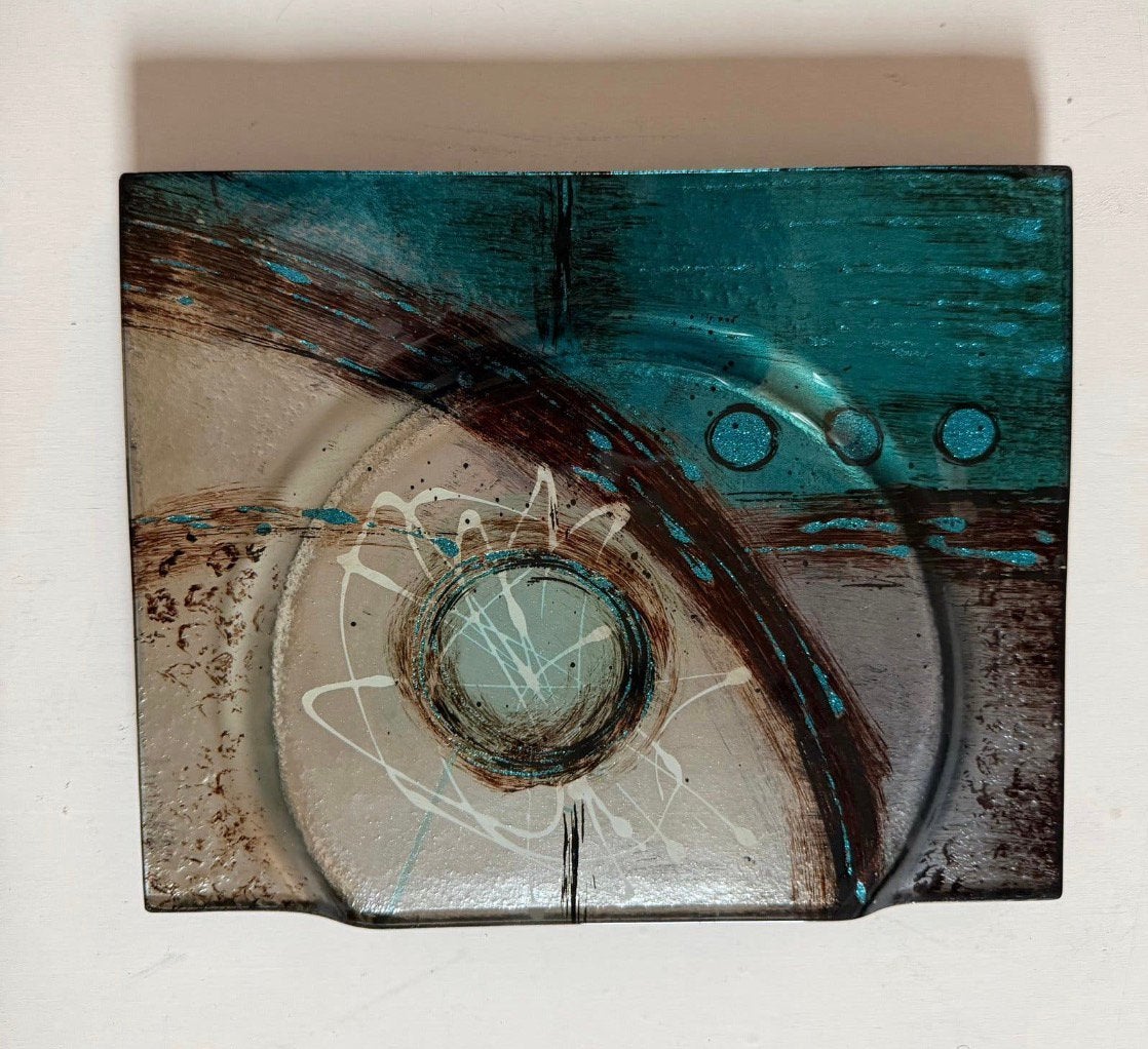 Decorative fused/art glass plate 26x20., Ophalen of Verzenden
