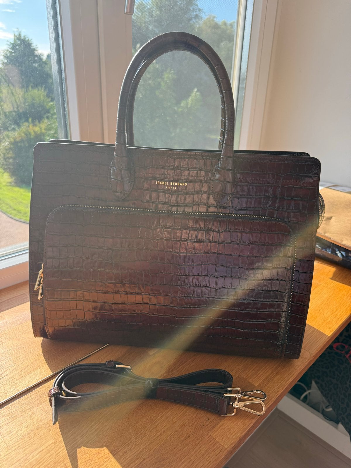 Isabel Bernard Honoré Anique Croco Bruin Laptoptas, Sieraden, Tassen en Uiterlijk, Ophalen of Verzenden, Zo goed als nieuw, Bruin