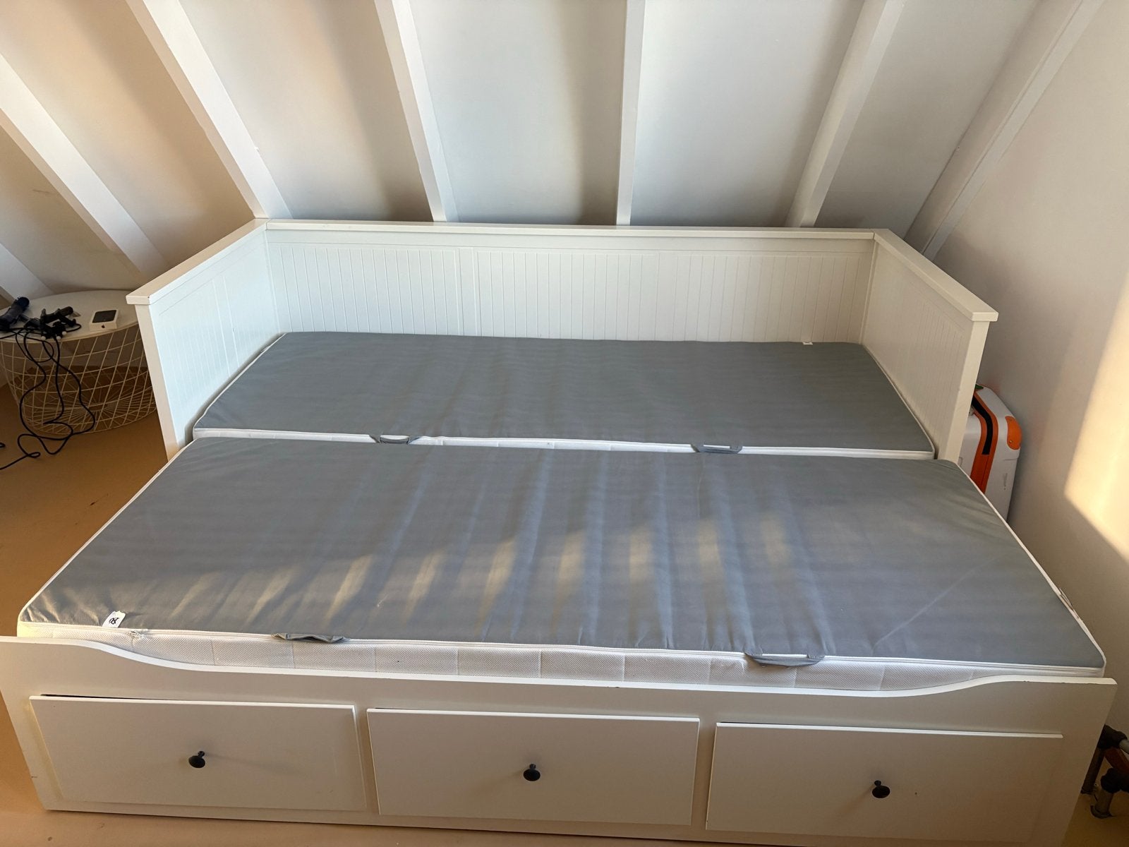IKEA Hemnes Bedbank met 3 lades - Wit, Ophalen, Verstelbaar, Wit, Tweepersoons