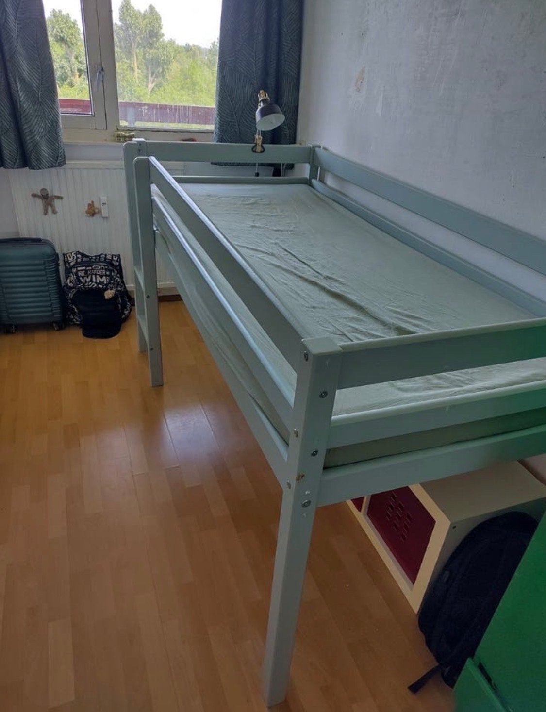 Stevige Hoogslaper met Matras - 114x108x90cm, Ophalen, Gebruikt, 90 cm, Eenpersoons