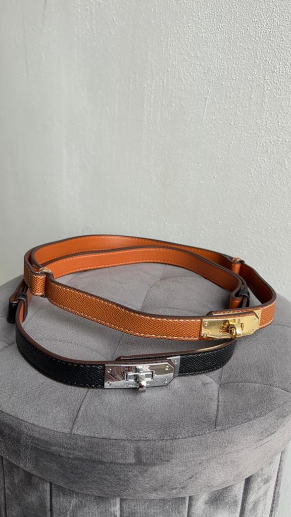 Hermès Kelly riem, 100 cm of meer, Zwart, Nieuw, Heupriem