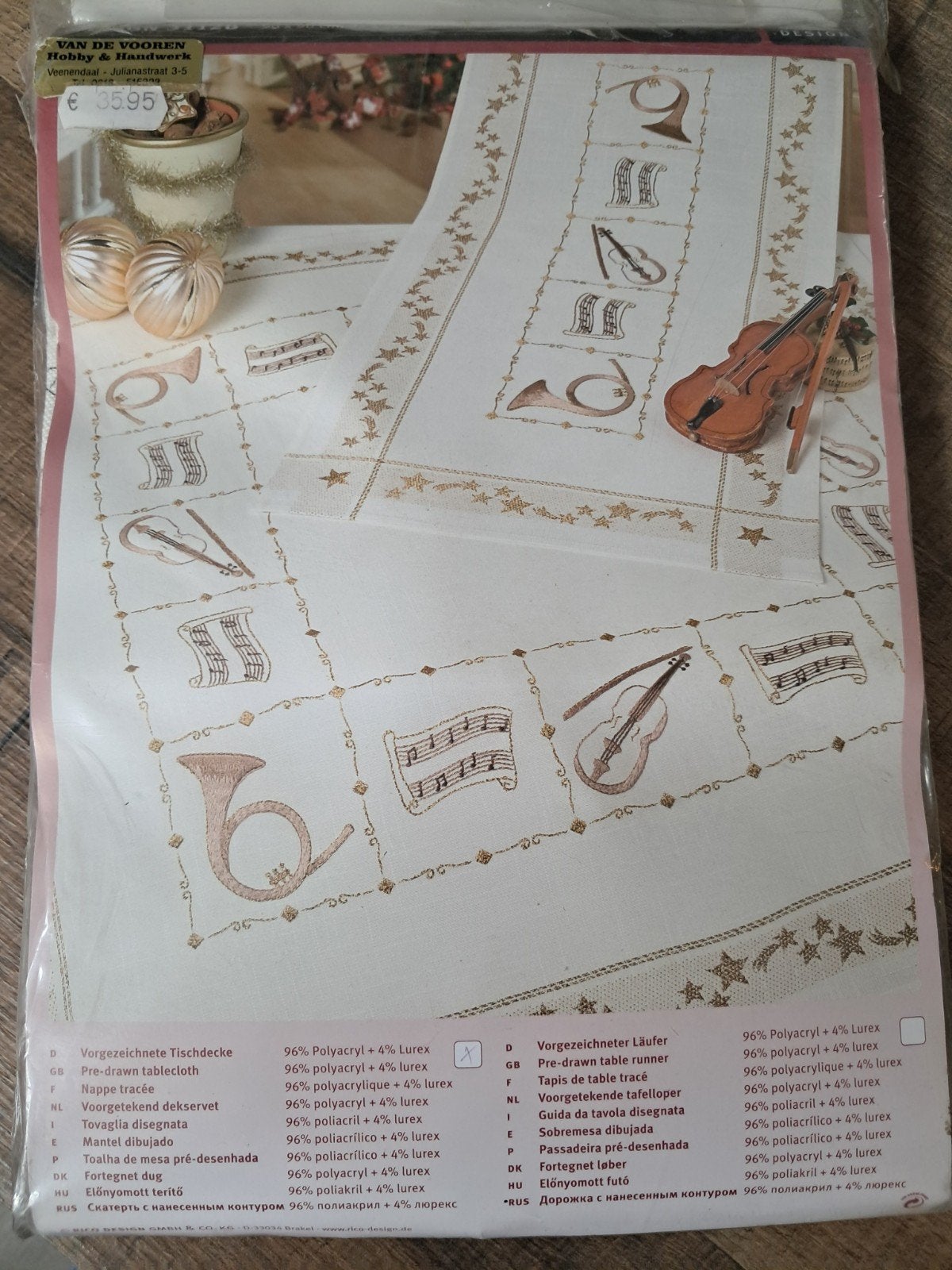 Rico Design Voorgeprinte Tafeldoek - Muziekinstrumenten, Ophalen of Verzenden, Nieuw, Handborduren, Borduurpakket
