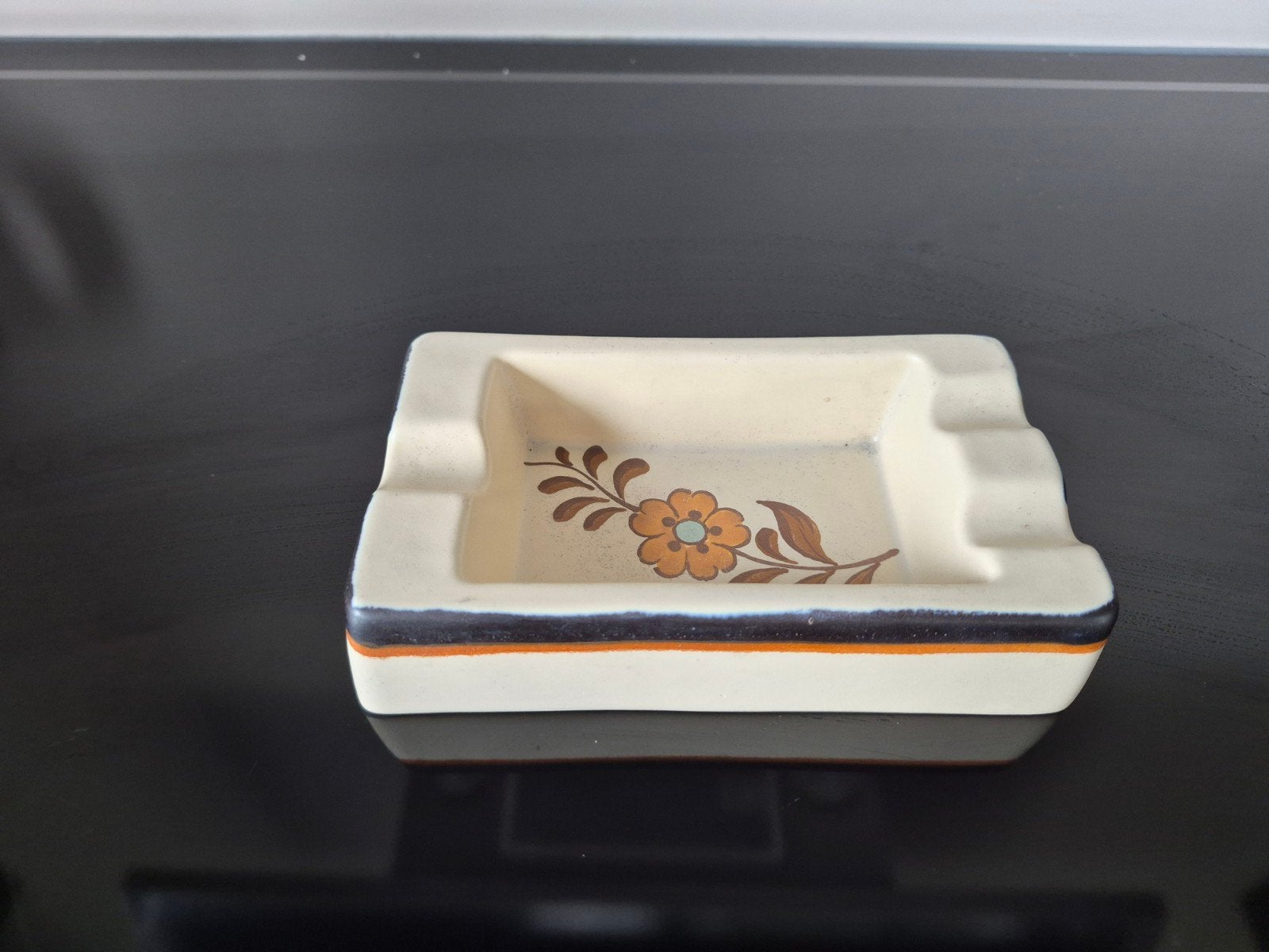 Vintage Flora Gouda Plateel Holland Handwerk Asbak, Ophalen of Verzenden