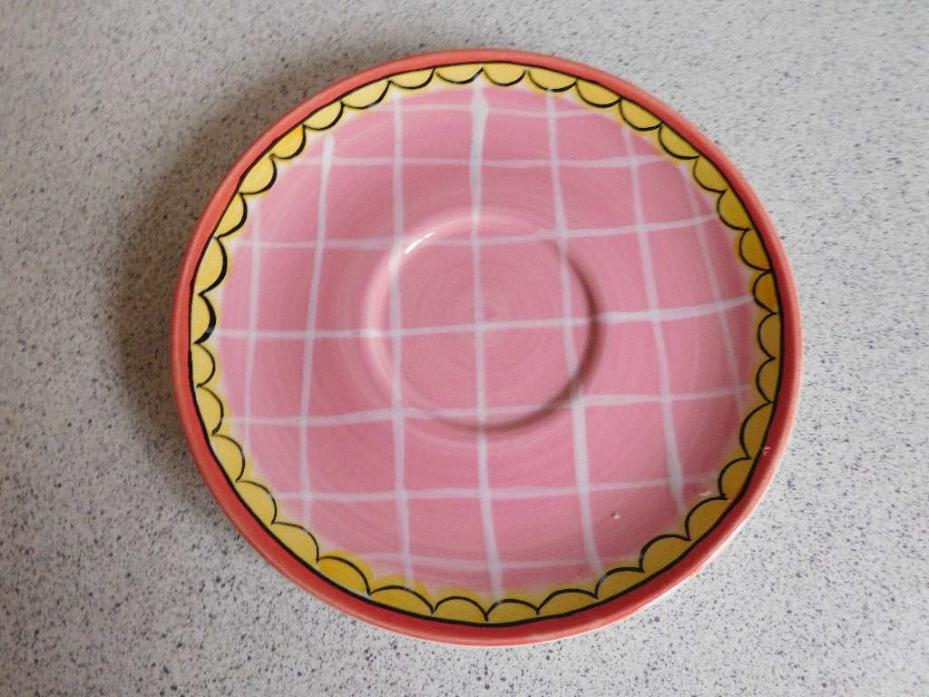 Schotel 19 cm. Ruit Roze Blond Amsterdam, Ophalen of Verzenden, Zo goed als nieuw, Kop(pen) en/of Schotel(s), Aardewerk