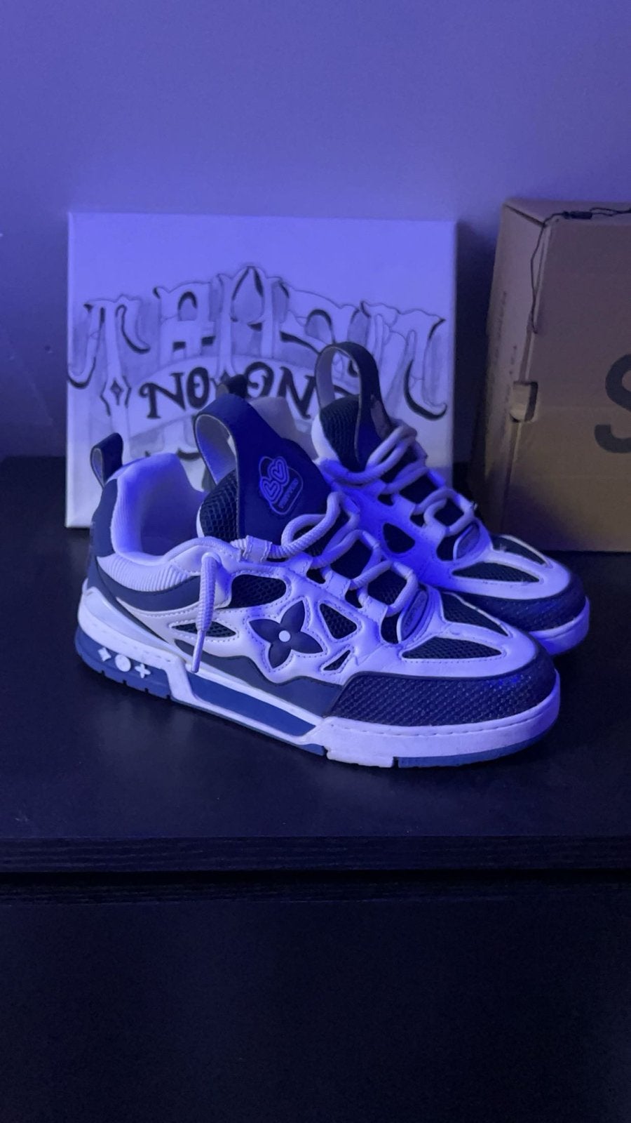Louis Vuitton LV Trainer Sneakers - Maat 40, Ophalen of Verzenden, Gedragen, Blauw, Sneakers of Gympen