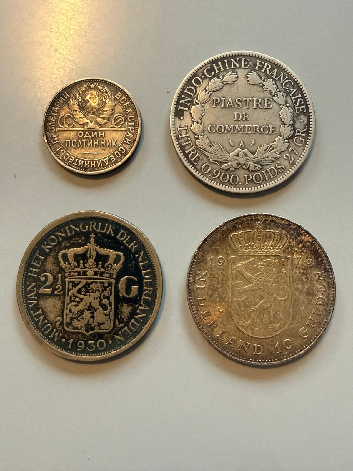 4 munten frans indo china Sovjet-Unie (USSR), Ophalen of Verzenden, Overige landen, Zilver