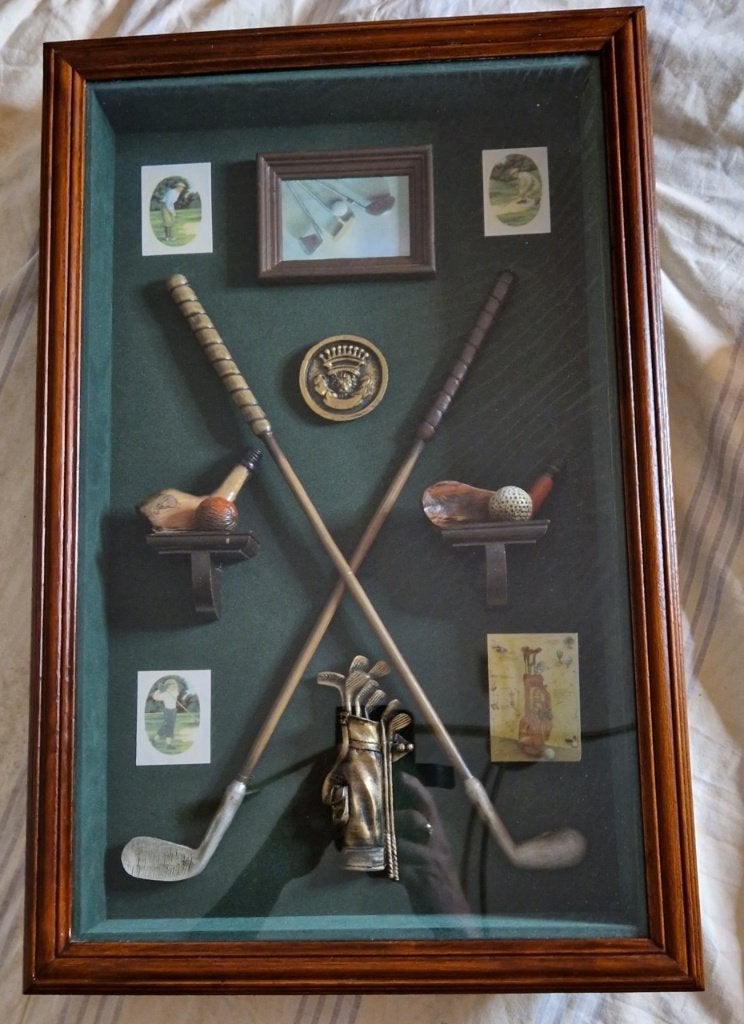 Vintrinekastje met de geschiedenis van golf, Verzamelen, Ophalen of Verzenden, Zo goed als nieuw, Overige sporten, Overige typen