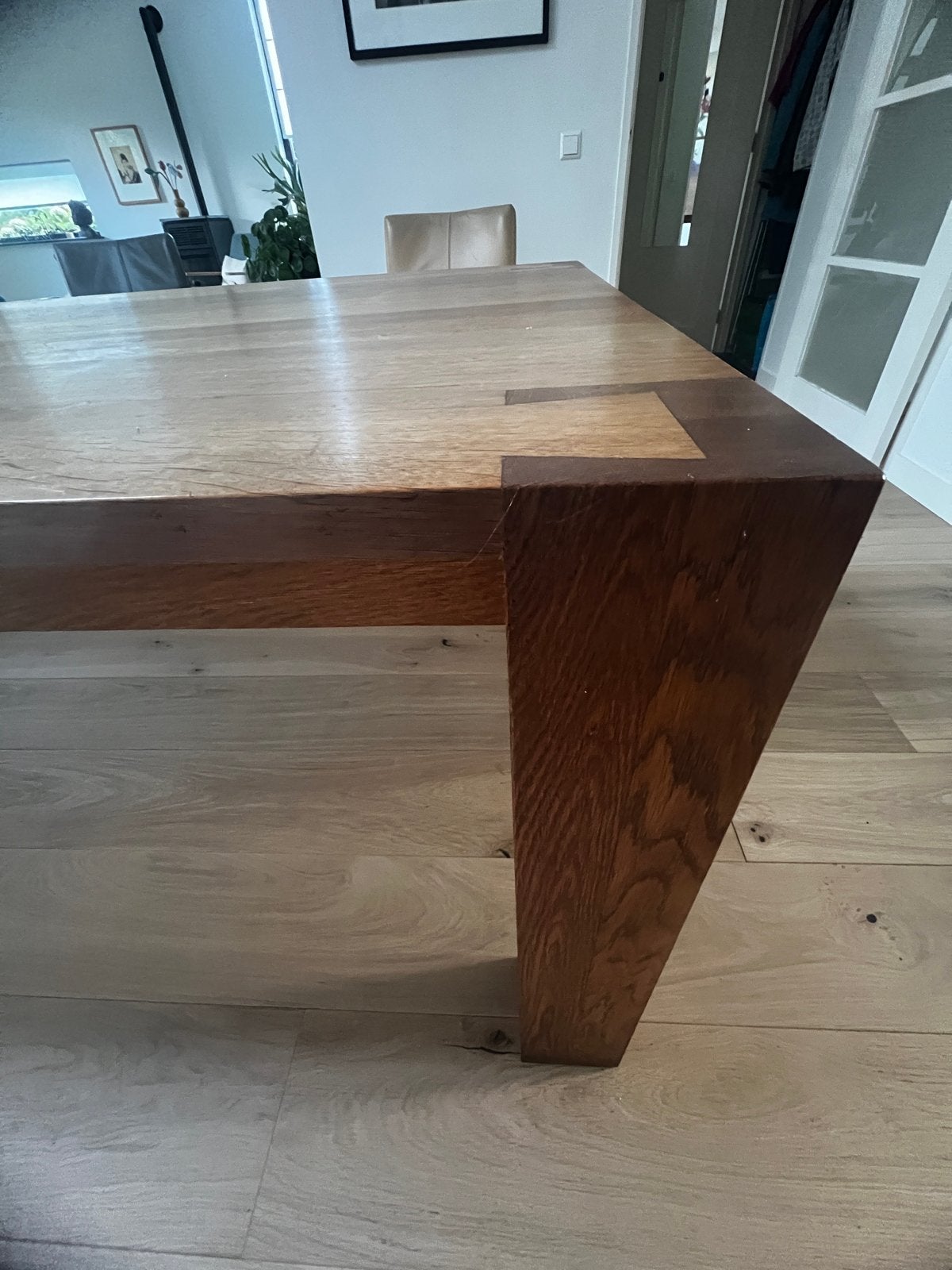 Franse eikenhouten eetkamertafel 240 - 100, Huis en Inrichting, Tafels | Eettafels, Ophalen, Gebruikt, 100 tot 150 cm, Eikenhout