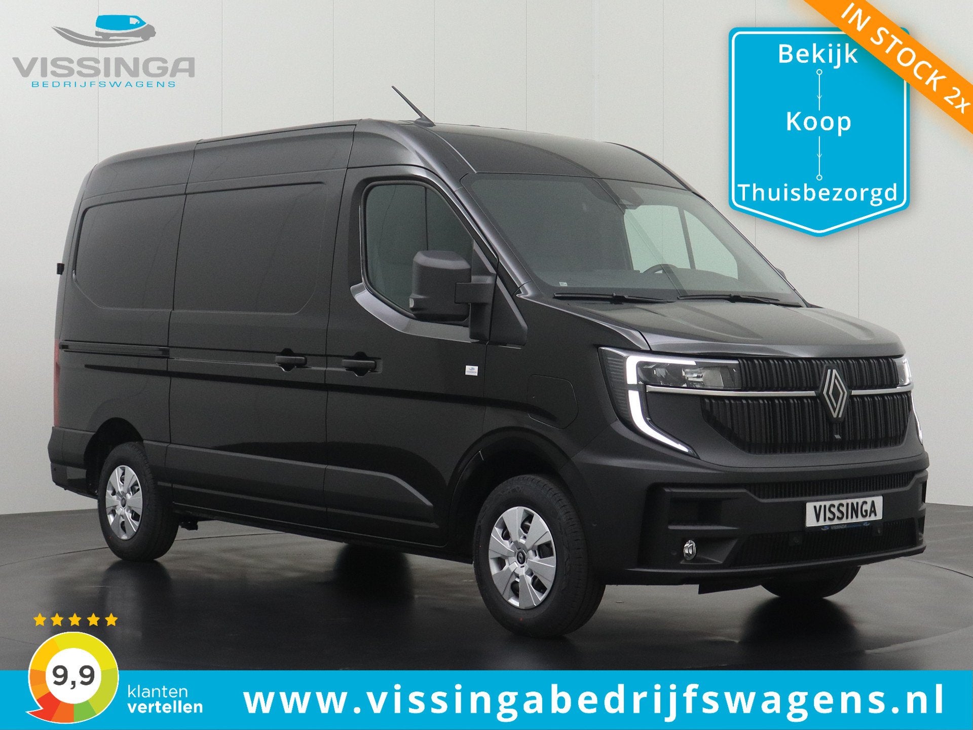 Renault Master E-Tech L2H2 Long Range Extra 87 kWh Zwart, Auto's, 1998 cc, Stof, 4 cilinders, Met garantie (alle)