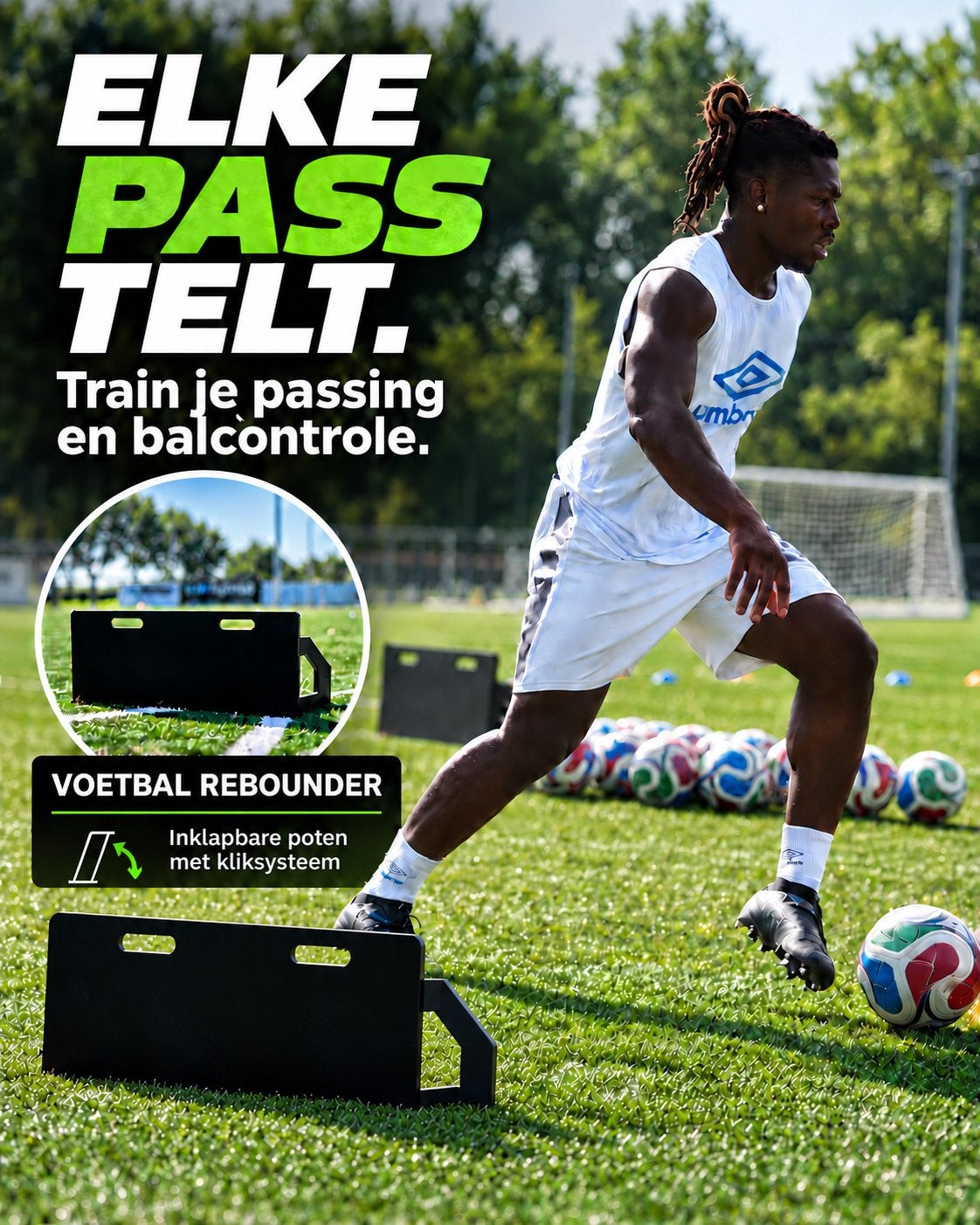 Voetbal rebounder zwart – inklapbare trainingsmuur – €79