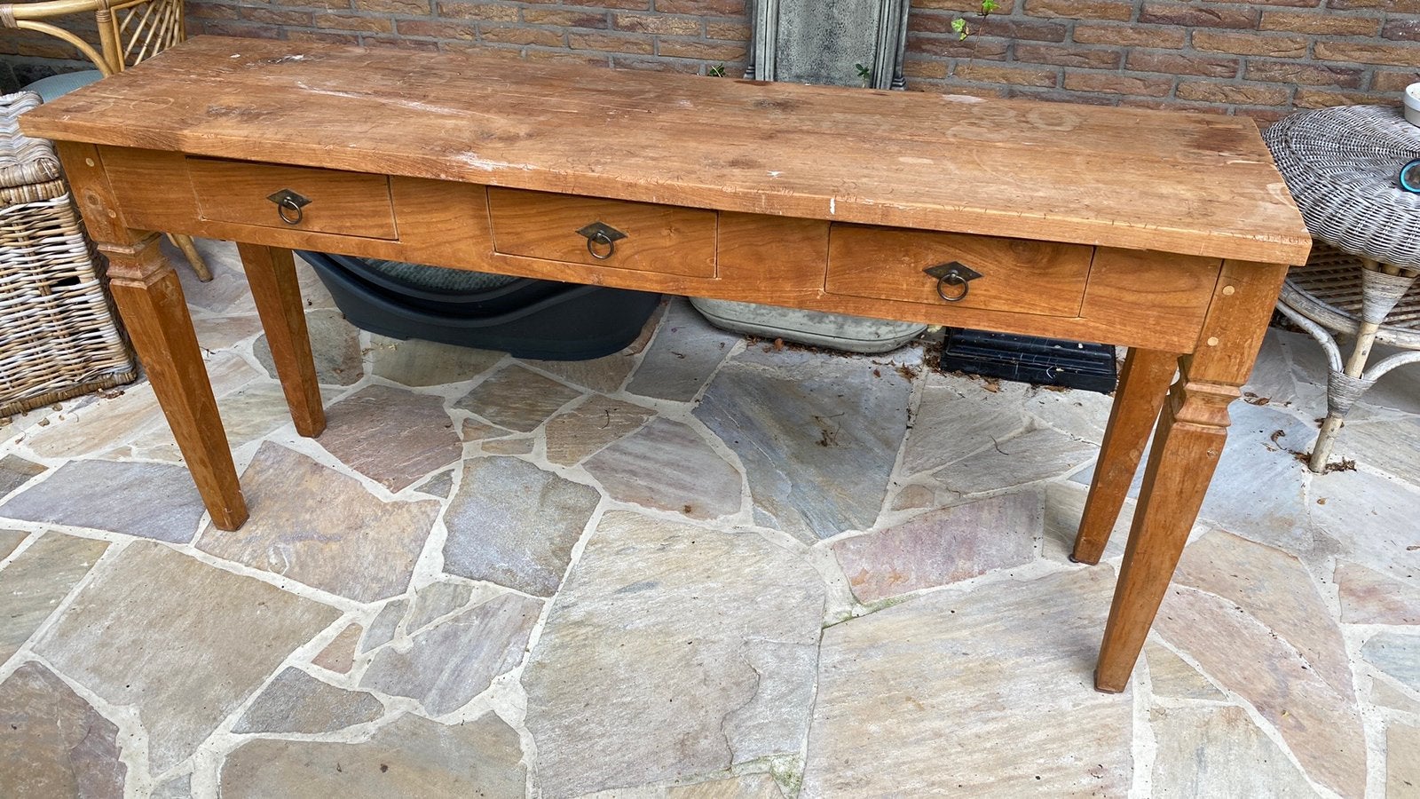 Hardhouten sidetable, Ophalen, Gebruikt, Teakhout, 150 tot 200 cm