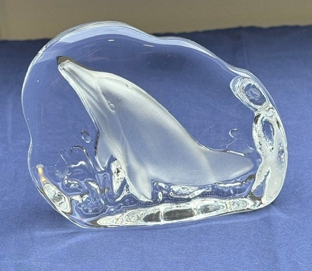 ornament dolfijn - Cristal D'arques - glas ornament dolfijn, Antiek en Kunst, Ophalen