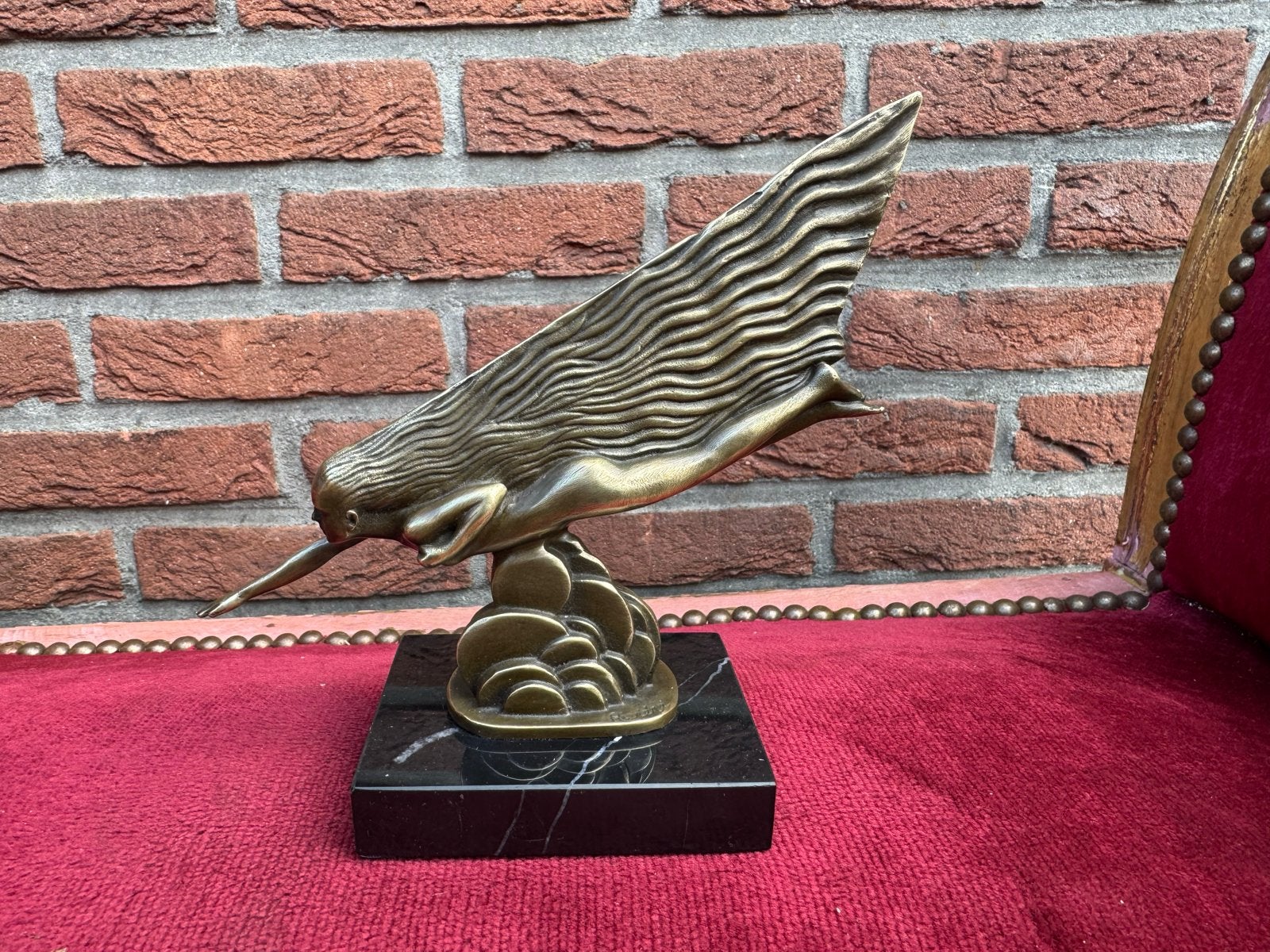 Bronzen beeld 'La Comete' gesigneerd Riviere, Minder dan 20 cm, Art deco, Brons, Beeld