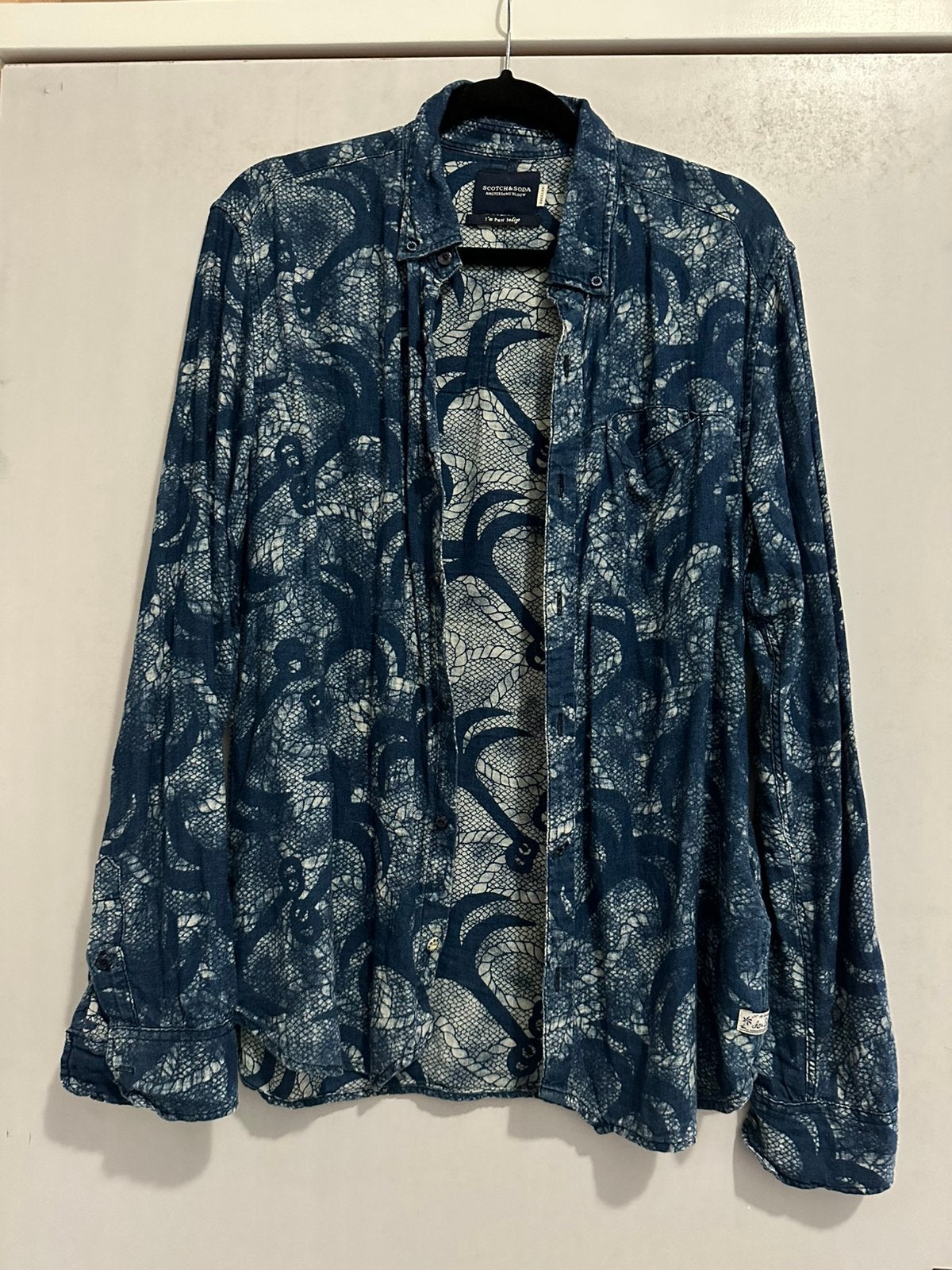 Scotch & Soda blouse, Ophalen of Verzenden, Zo goed als nieuw, Blauw, Halswijdte 39/40 (M)