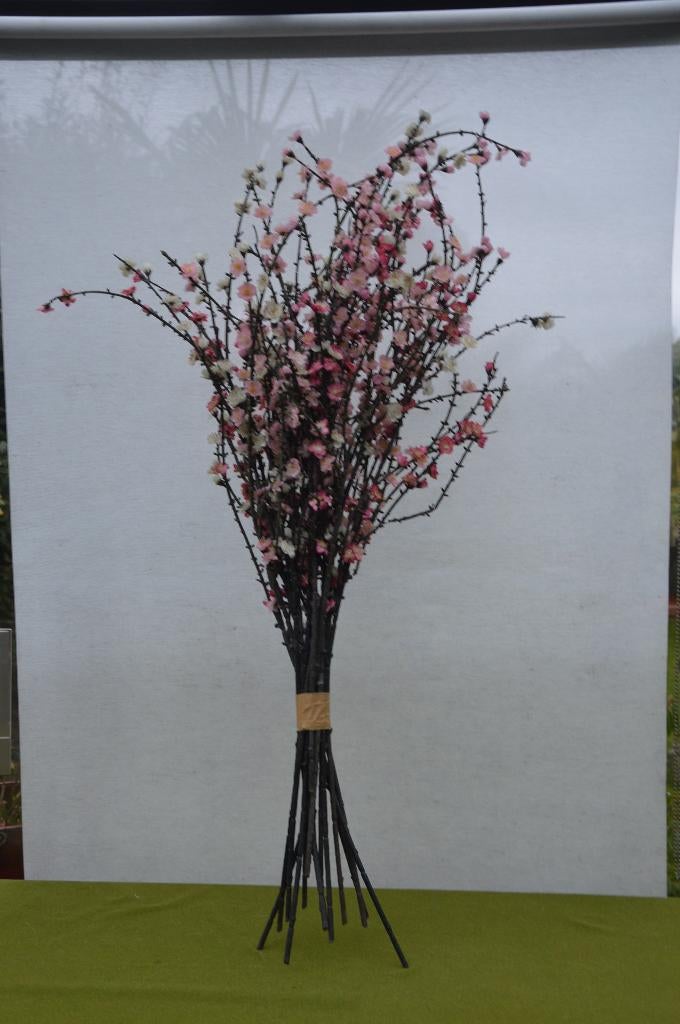 kunstbloemen: Grote bos met roze bloesem takken ca 115cm hg, 115 cm, Binnen, Roze, Zijde
