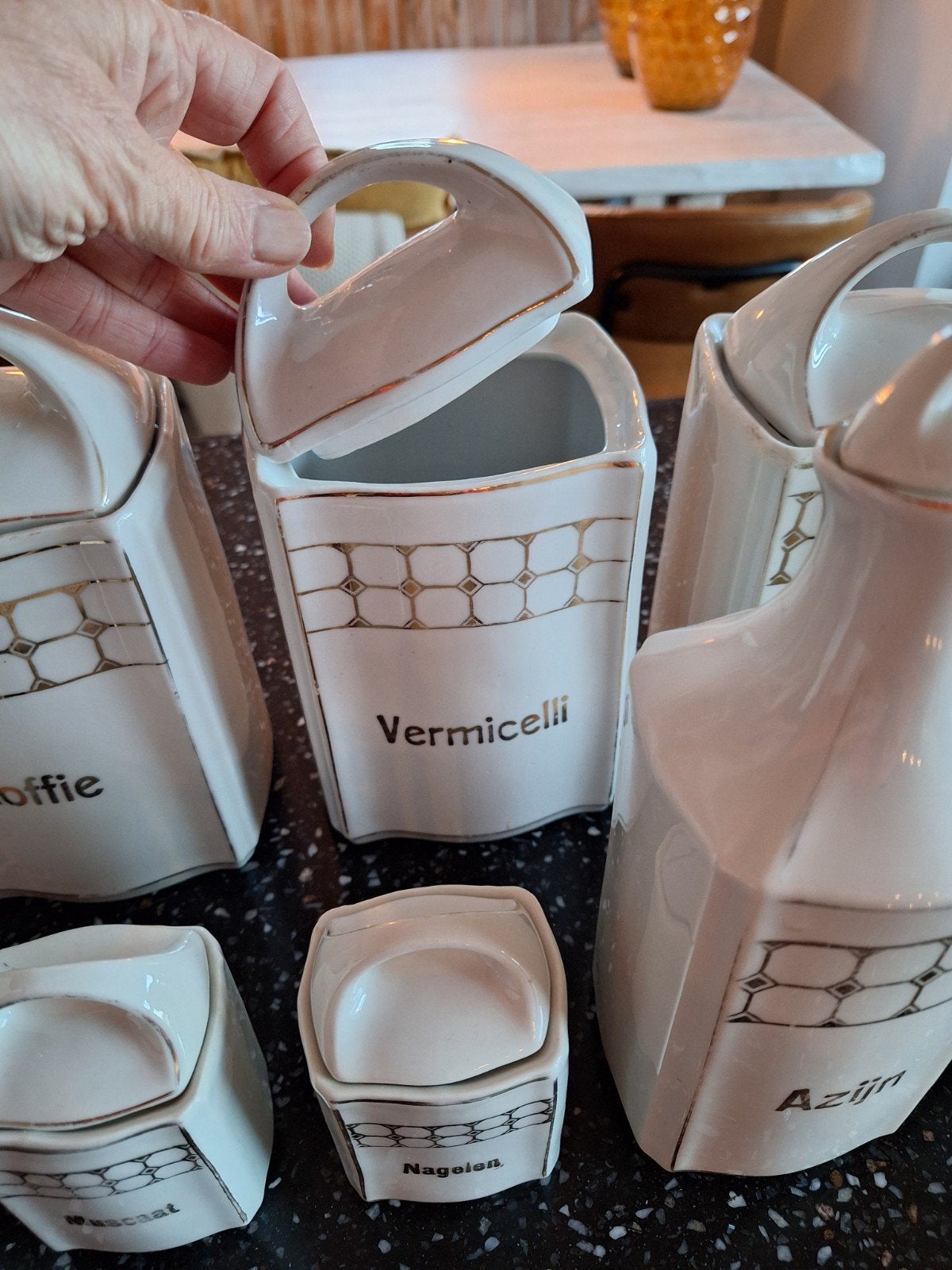 21-delige Brocante Keukenpotten Set Jaren 50/60, Antiek en Kunst, Antiek | Keukenbenodigdheden, Ophalen of Verzenden