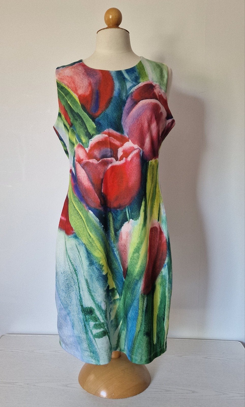 Smashed Lemon mouwloze jurk maat Xl.  Tulpen motief., ., Maat 46/48 (XL) of groter, Zo goed als nieuw, Knielengte