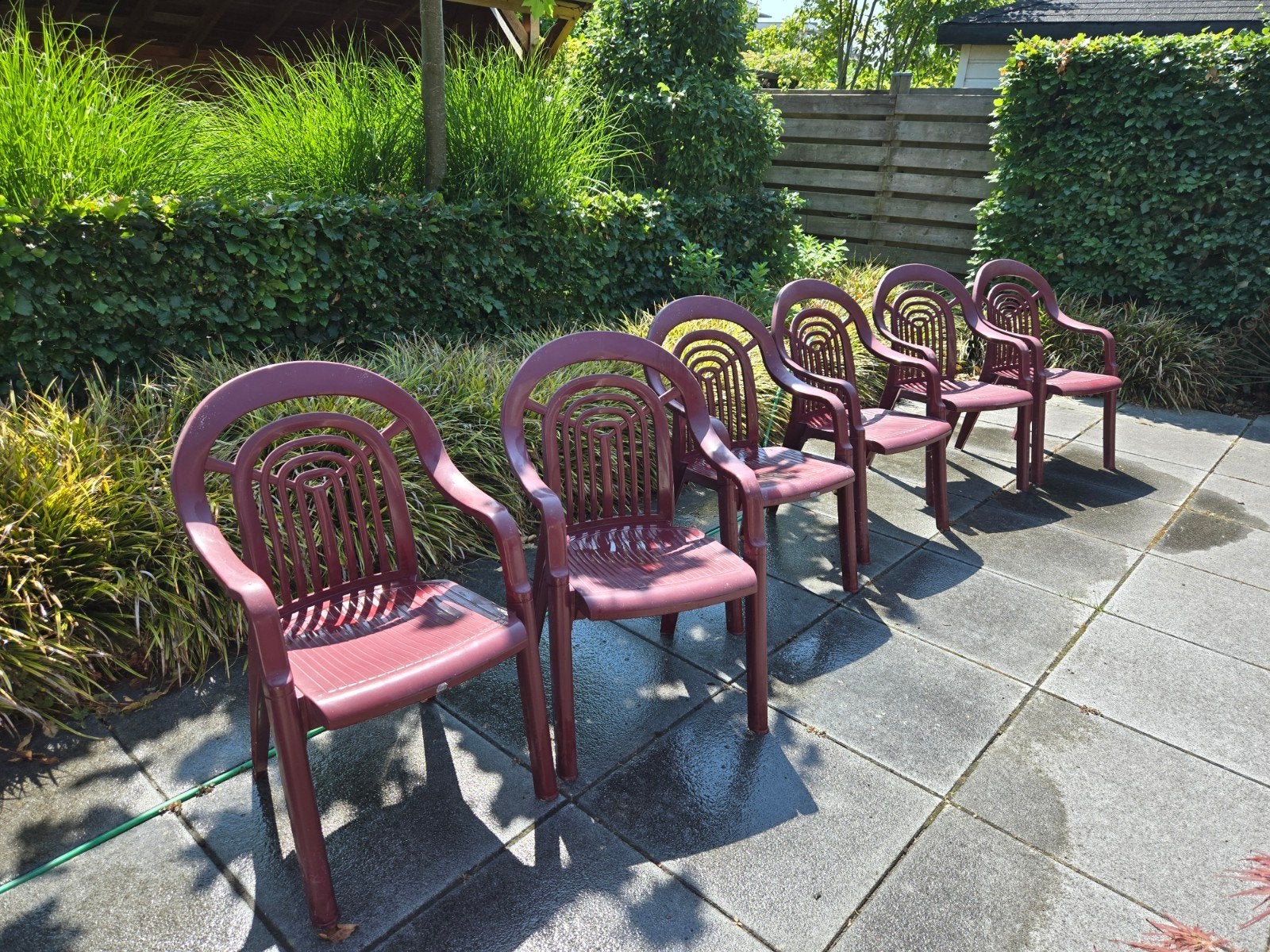 6 Hartman tuinstoelen, Ophalen, Gebruikt, Kunststof, Stapelbaar