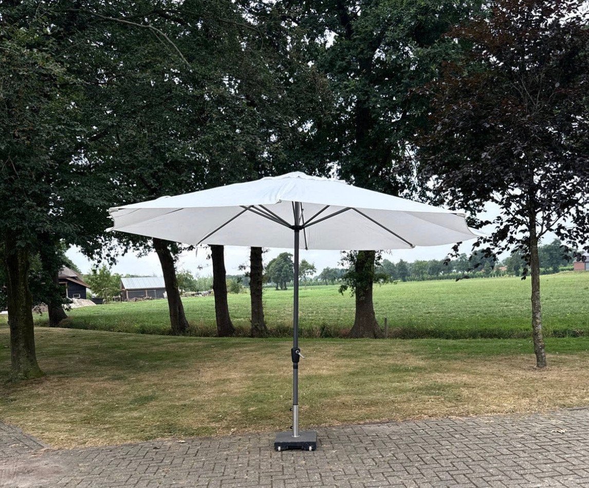 Nieuwe parasol wit rond 4 meter, Ophalen of Verzenden