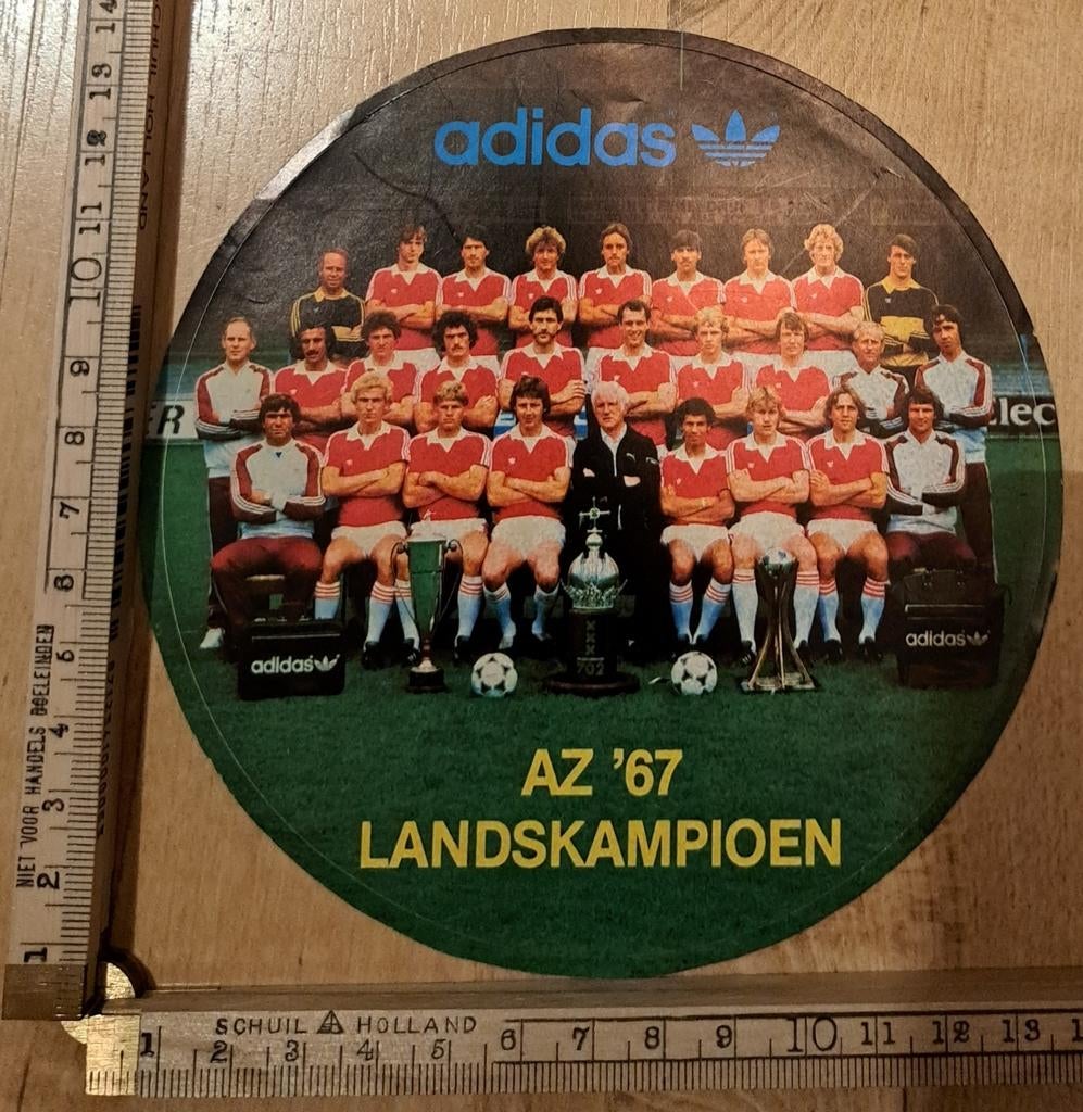 Vintage sticker Adidas AZ 67 Landskampioen voetbal, Verzamelen, Ophalen of Verzenden, Zo goed als nieuw