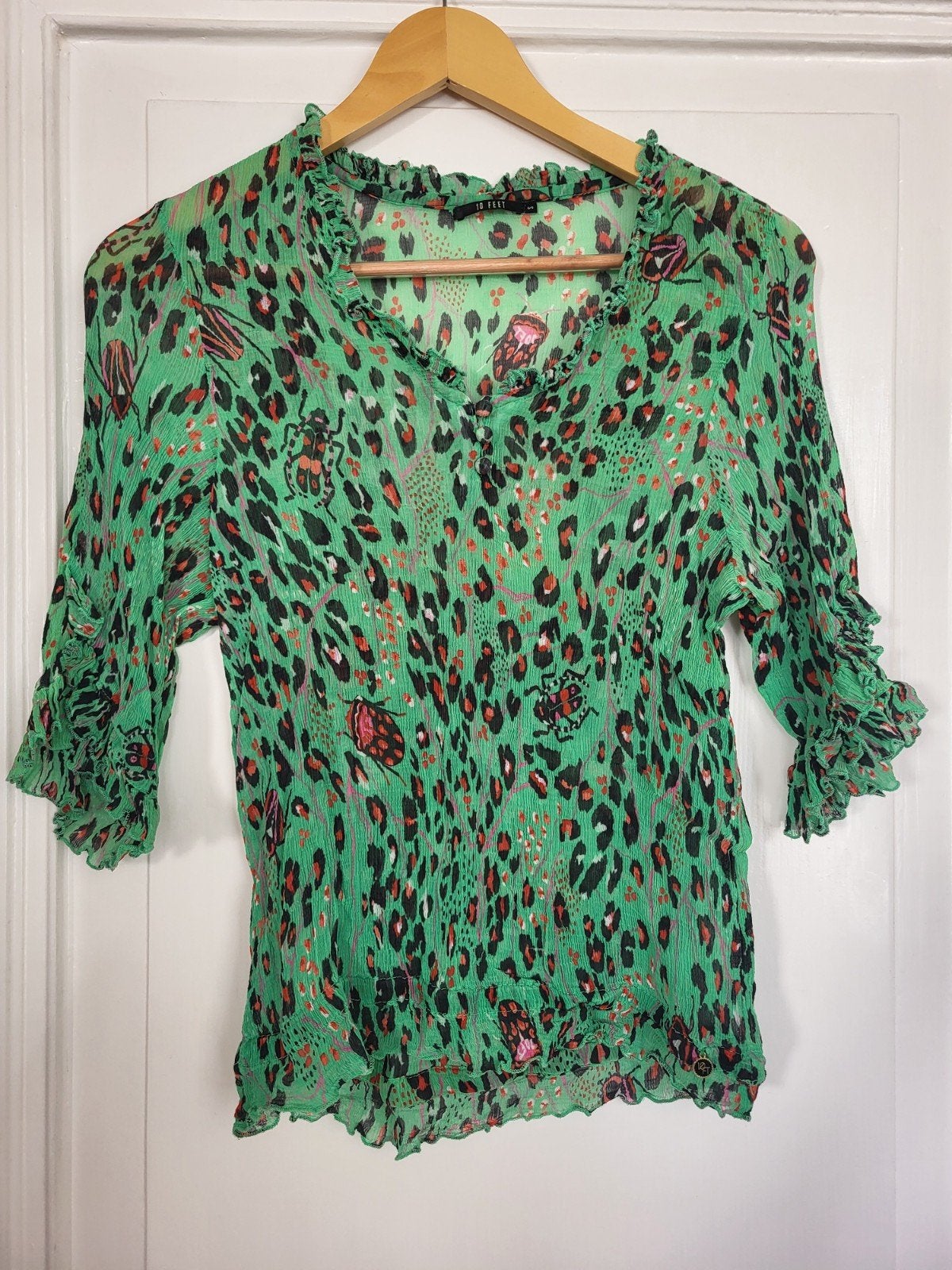 10Feet Crêpe Blouse met Leuke Details, Kleding | Dames, Tops, Gedragen, Maat 36 (S), Groen, Korte mouw, Ophalen of Verzenden