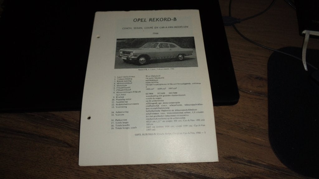 ReparatieHandleiding OPEL REKORD-B  ,  1966, Verzenden, Zo goed als nieuw, Opel