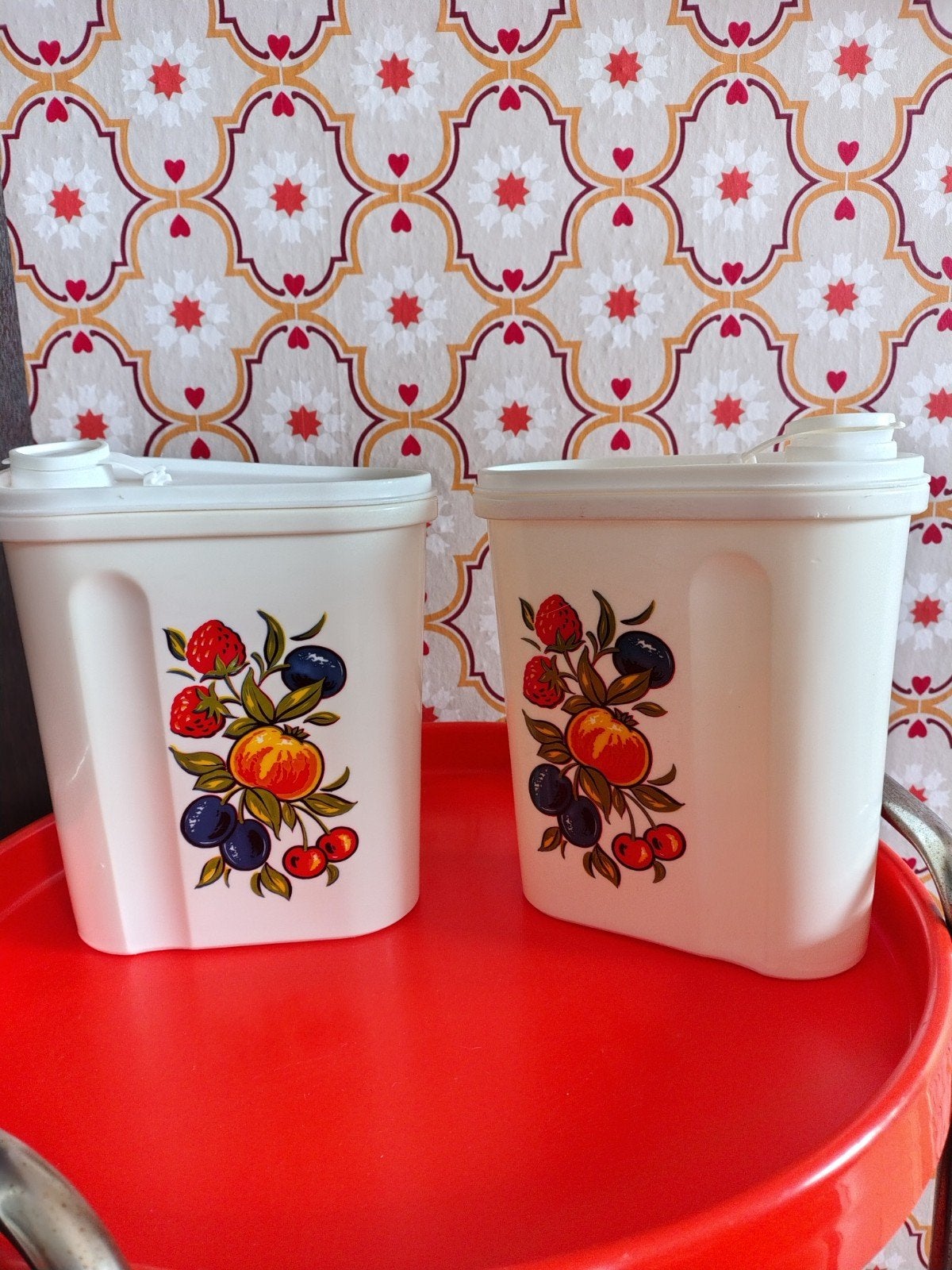 Vintage Emsa Voorraadbus met Fruitdecor - West-Germany, Ophalen of Verzenden