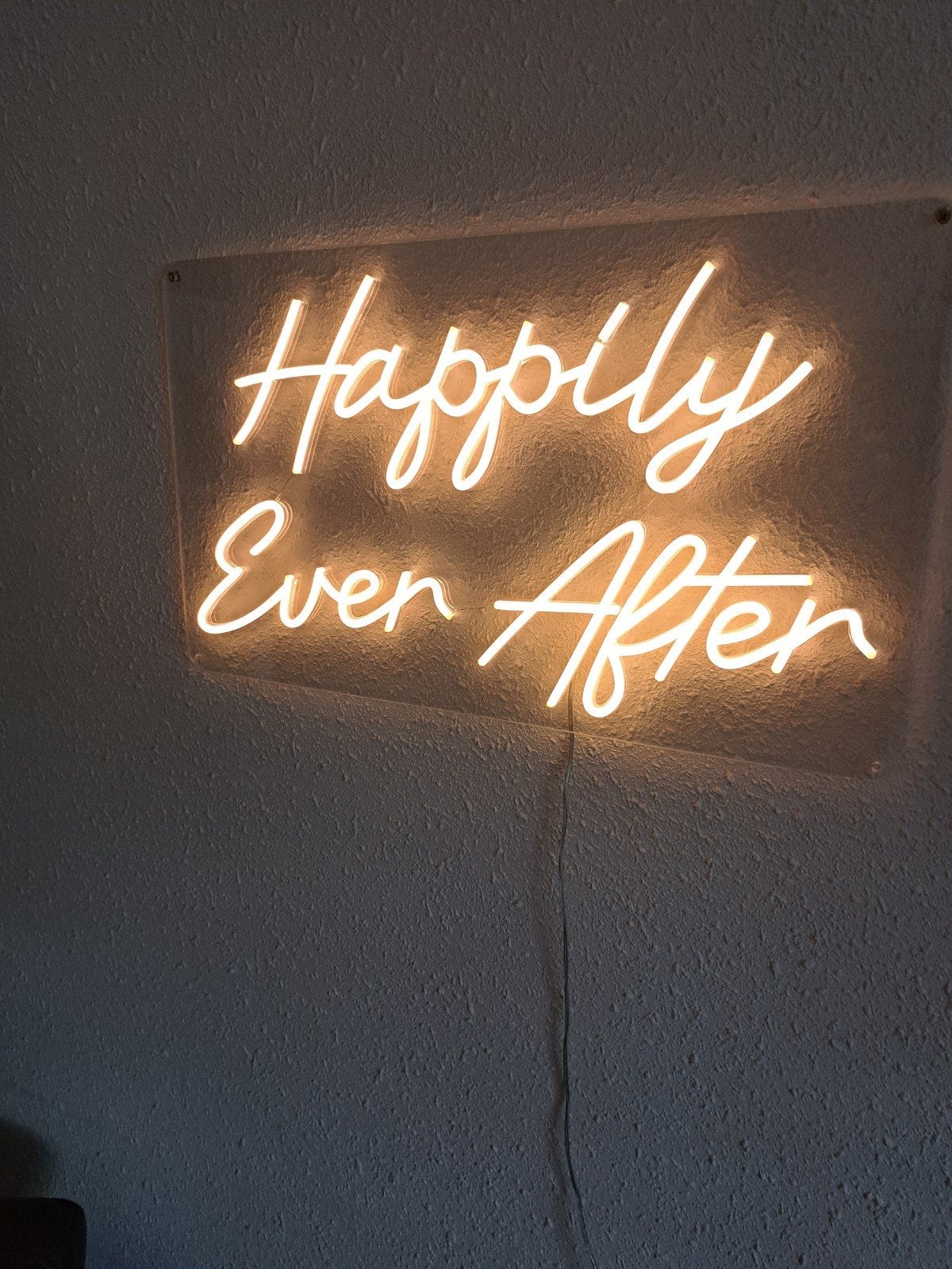 Neon LED-bord "Happily Ever After" - Warm Wit, Kunststof, Ophalen of Verzenden, Zo goed als nieuw, Modern