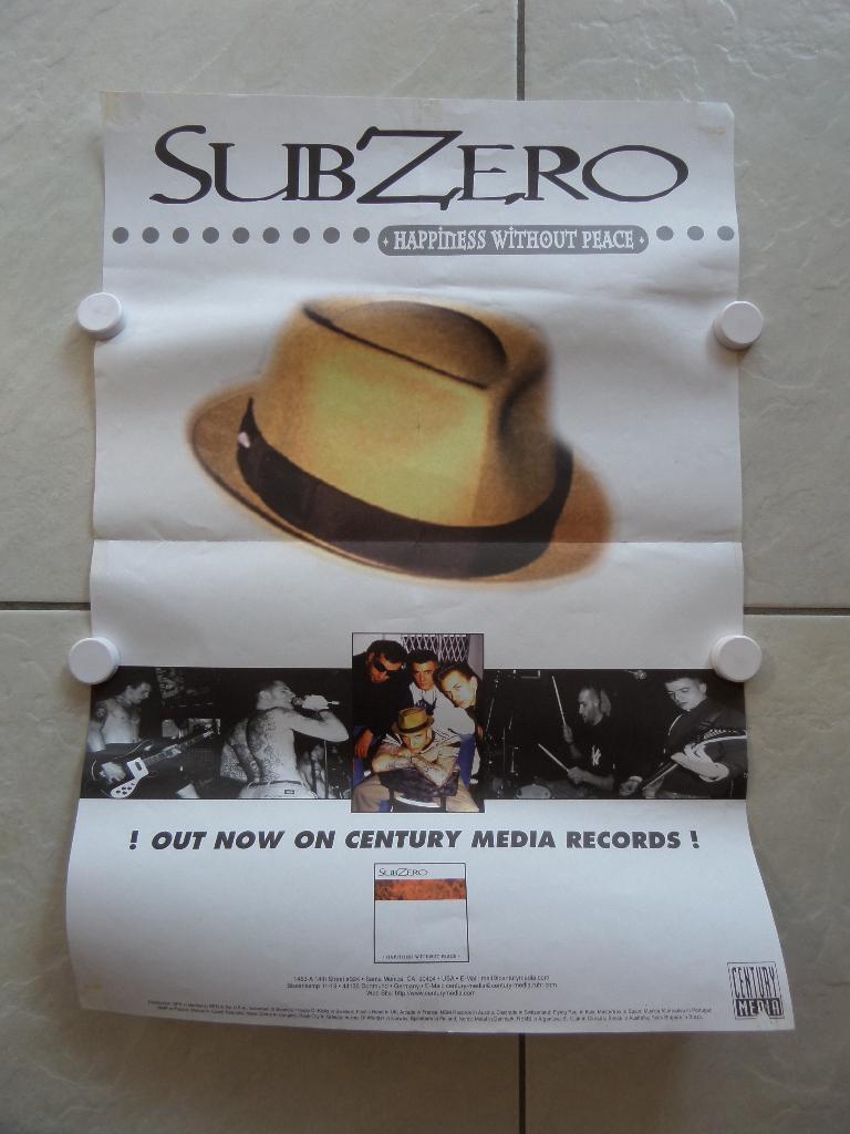 SUBZERO - happiness without peace poster 1997, Rechthoekig Staand, Ophalen of Verzenden, Zo goed als nieuw, A1 t/m A3