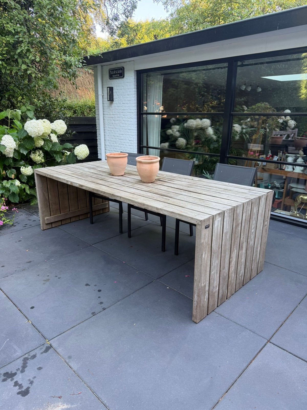 Borek tuintafel hardhout., Tuin en Terras, Tuintafels, Ophalen, Gebruikt, Rechthoekig, Hout