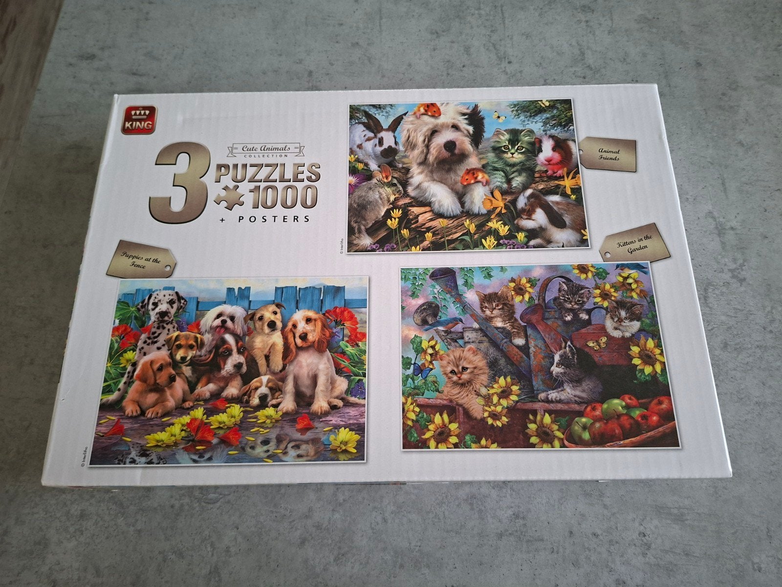 3x 1000 stukjes puzzel met huisdieren - King, Ophalen, 500 t/m 1500 stukjes, Zo goed als nieuw, Legpuzzel