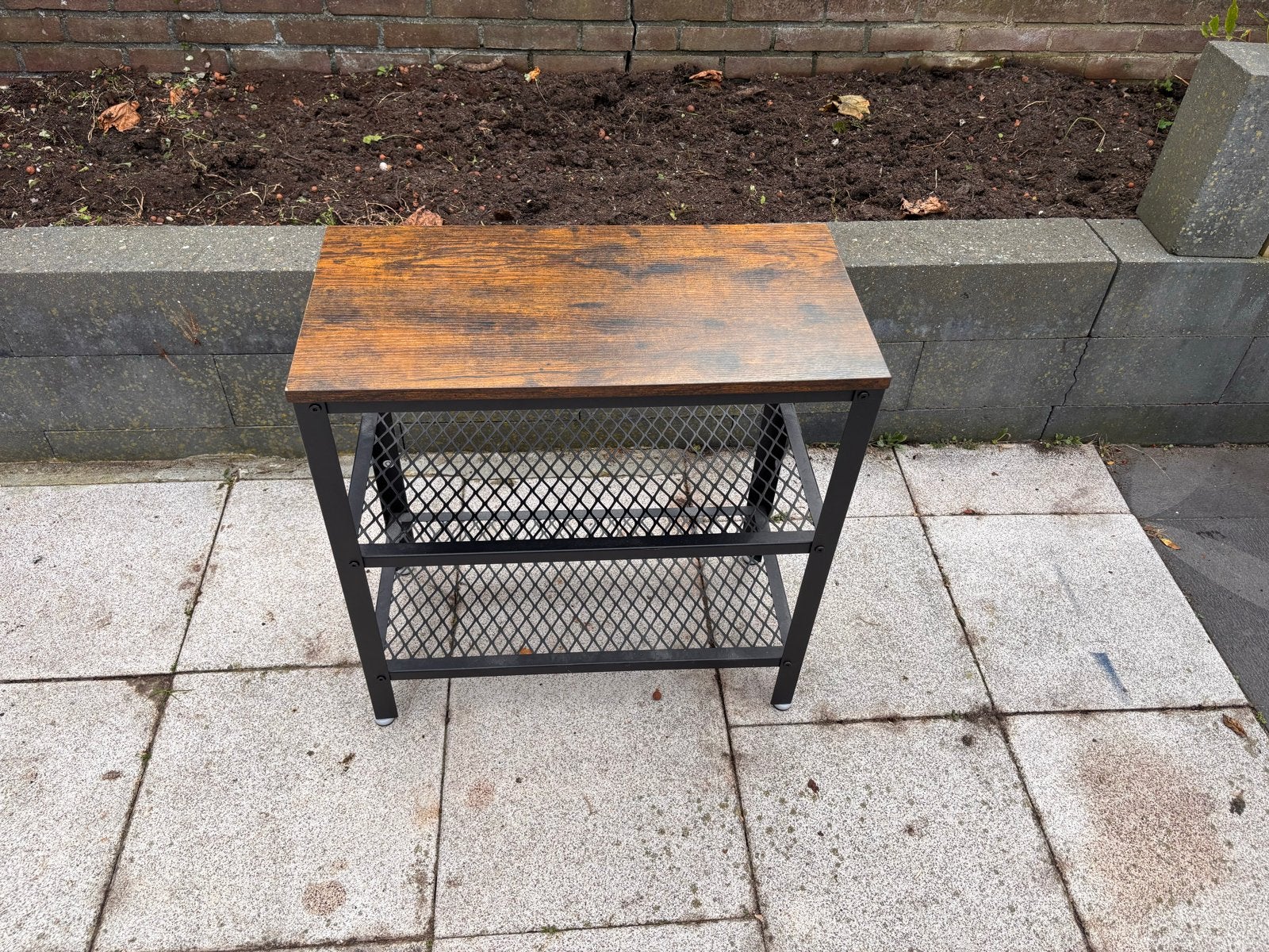 Industriële bijzettafel met 2 planken - 60x30x62 cm