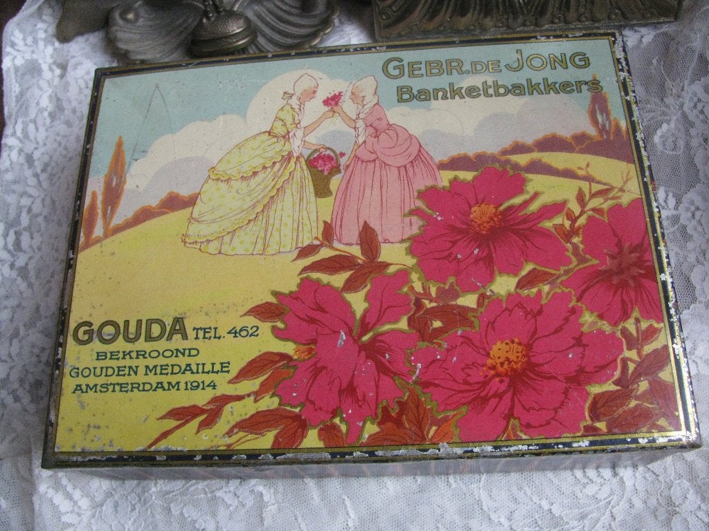 Antiek Koekblik / Blik - Gebr de Jong Banketbakker / Gouda, Antiek en Kunst, Verzenden